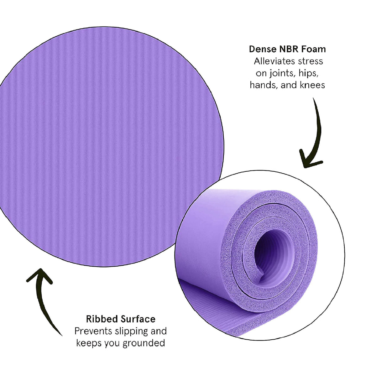 OZE SPORTS Yoga Mat, NBR Foam, Extra Thick, Non-Slip, High Density, Large, for Pilates, Gymnastics, HiiT and Fitness, with Free Carry Strap