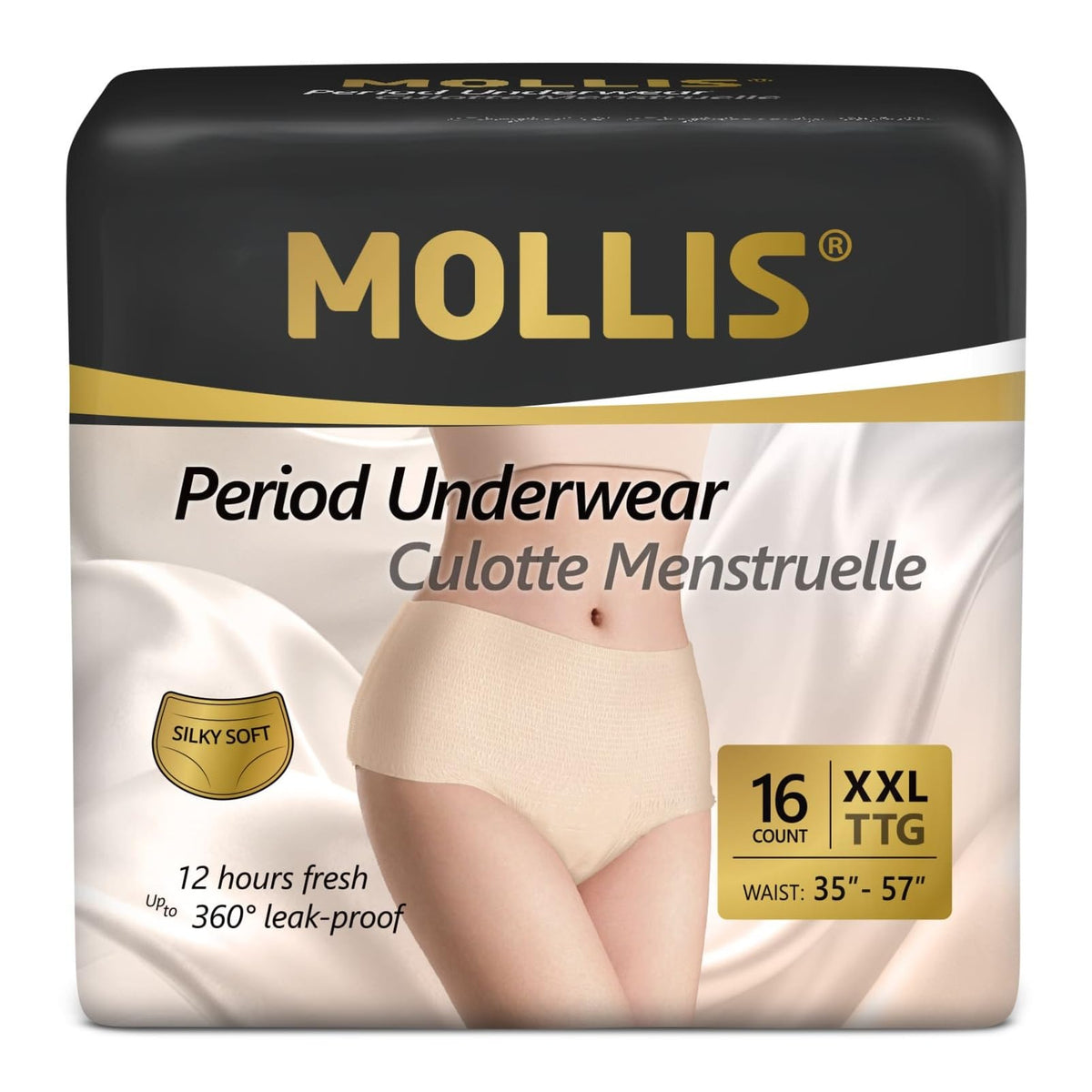 MOLLIS Disposable Period Pants Heavy Flow, Postpartum Underwear L/XL 8 Ct