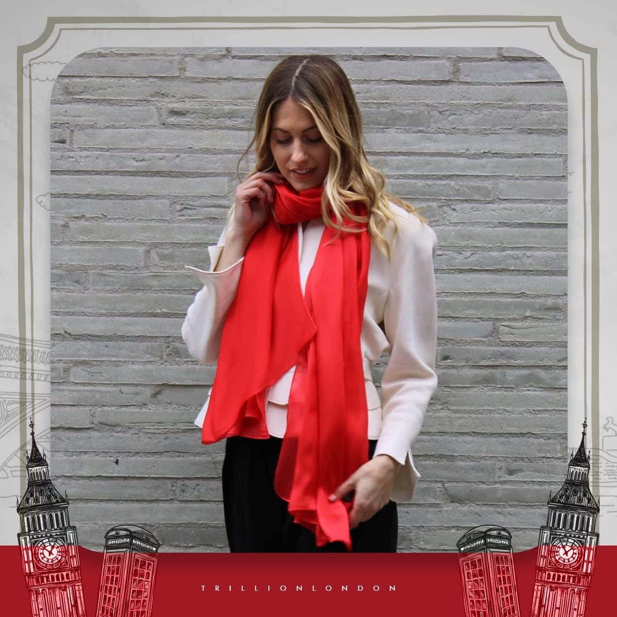 Trillion London® Silk Shawl Birthday Gifts for Women - Designer Silk Scarf