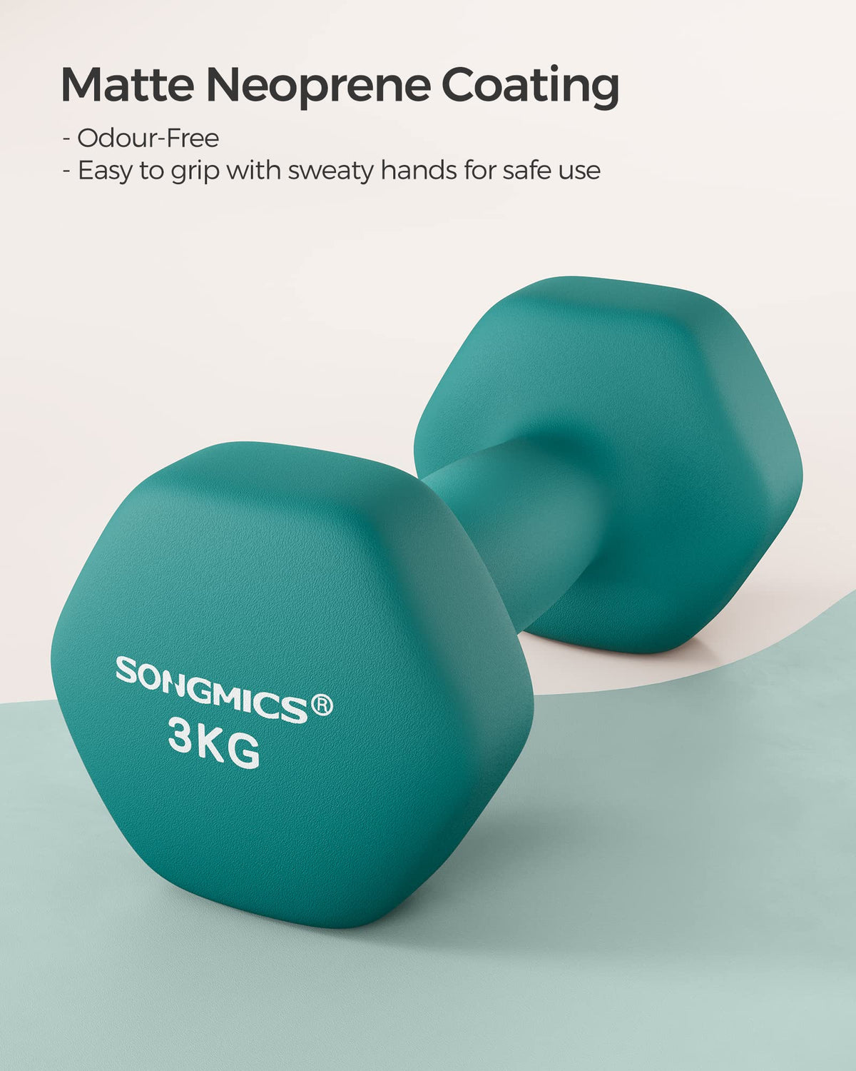SONGMICS Set of 2 Hex Dumbbells with Neoprene Coating for Strength Training, Fitness, Home Workout