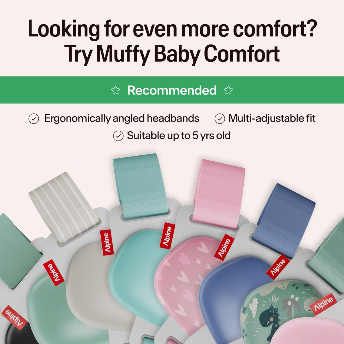 Alpine Muffy Baby Comfort Ear Defenders, Adjustable up to 48 months, Green