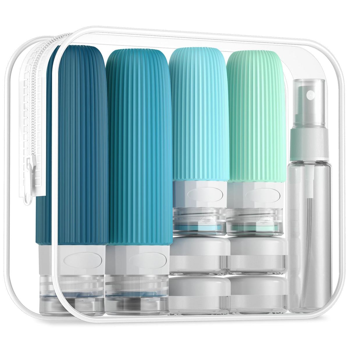 Mrsdry Travel Bottles for Toiletries, 16 Pack Silicone Travel Bottles Set, Leakproof Travel Size Toiletries, BPA Free Travels Containers for Toiletries, Traveler Accessories for Shampoo Conditioner