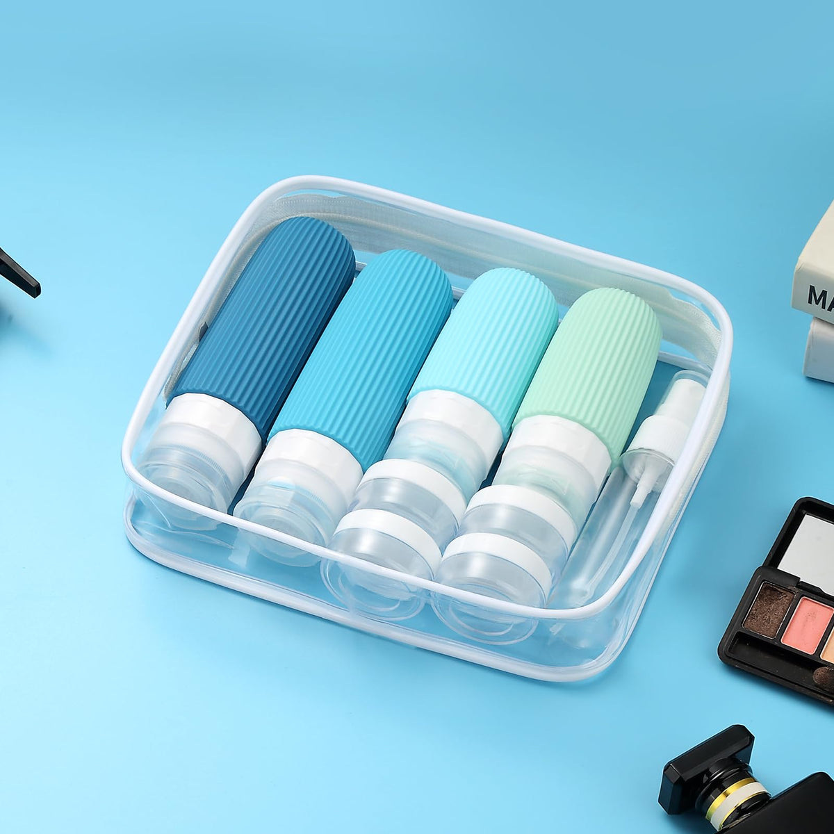 Mrsdry Travel Bottles for Toiletries, 16 Pack Silicone Travel Bottles Set, Leakproof Travel Size Toiletries, BPA Free Travels Containers for Toiletries, Traveler Accessories for Shampoo Conditioner