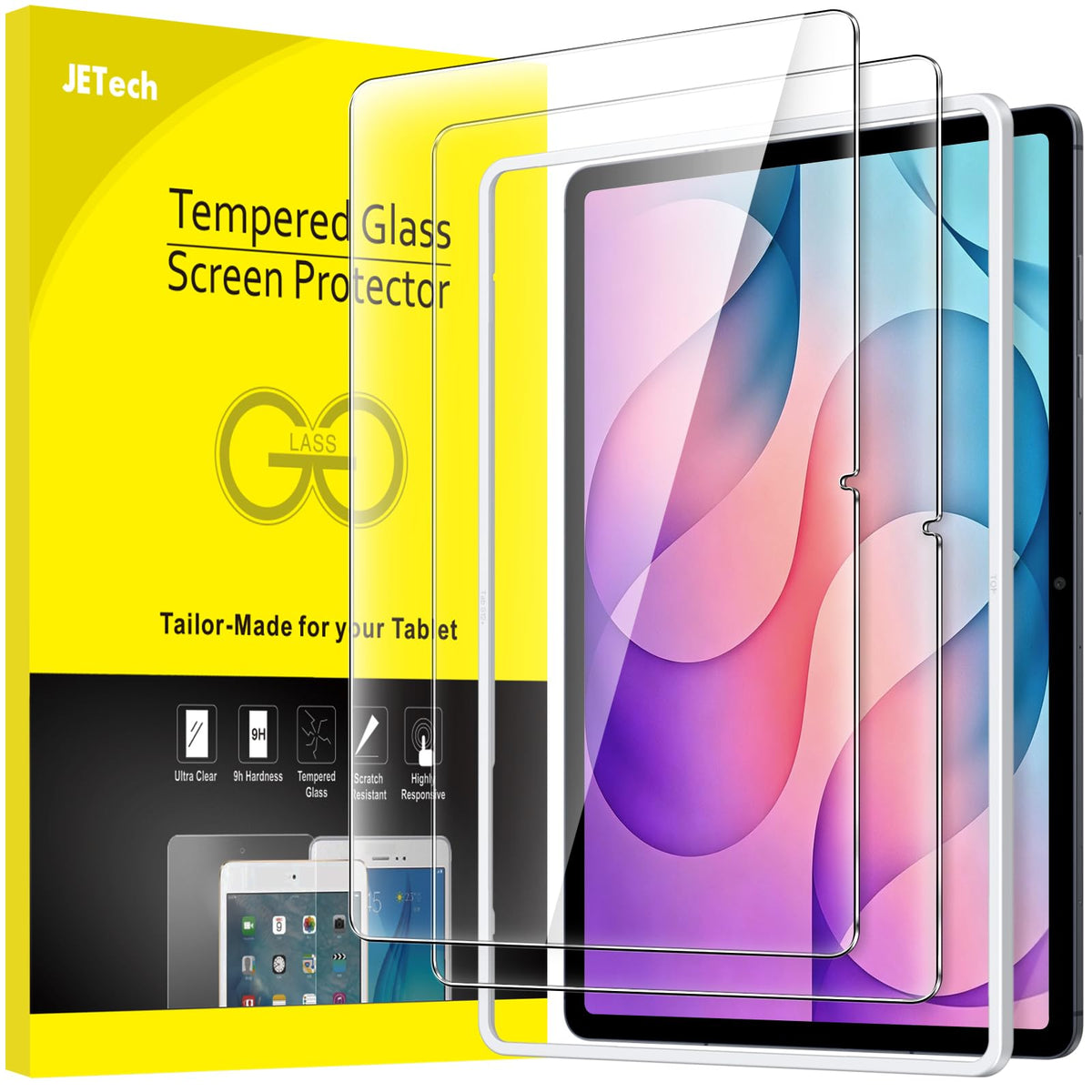 JETech Screen Protector for Galaxy Tab S10 Lite/S10 FE/S9 FE/S9, 2-Pack