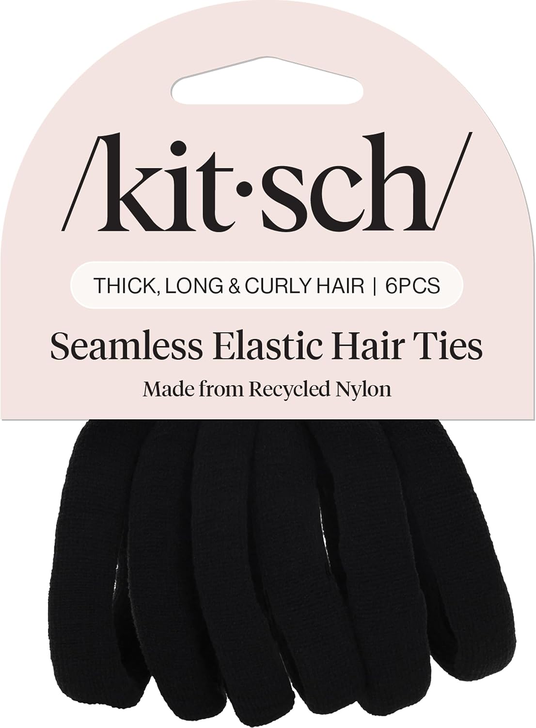 Kitsch Soft Nylon Hair Ties No Damage 6pcs - Black