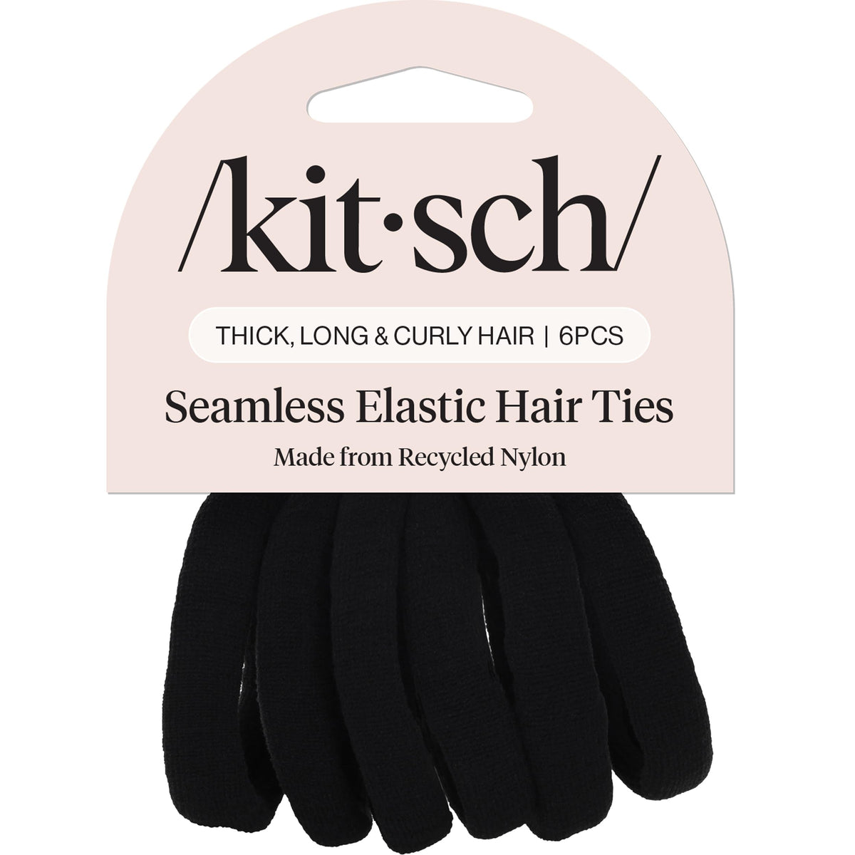 Kitsch Soft Nylon Hair Ties No Damage 6pcs - Black