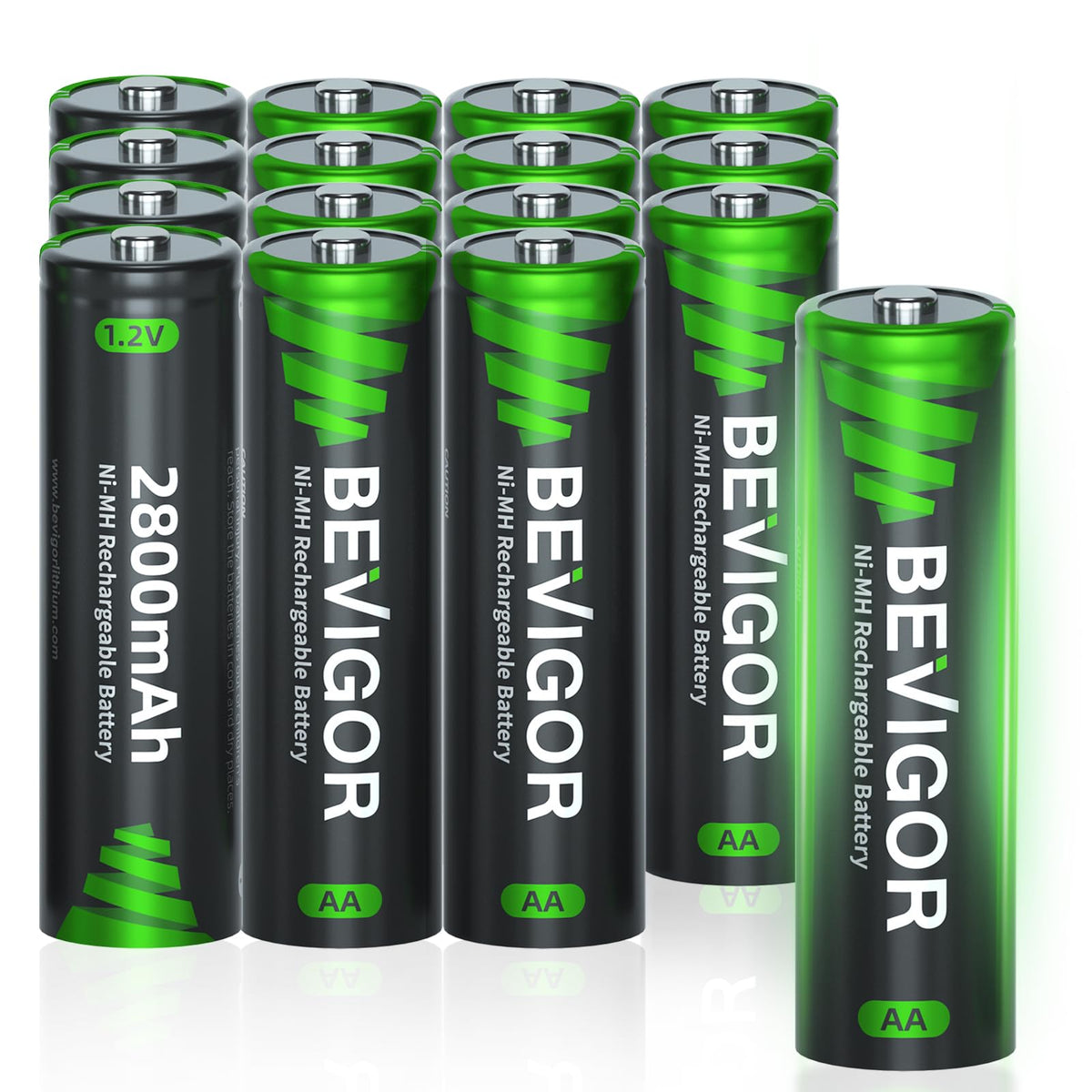 BEVIGOR AA Rechargeable Batteries 8 Pack, 1500 Cycles 2800mAh 1.2V High Capacity AA Ni-MH Rechargeable Batteries, Precharged
