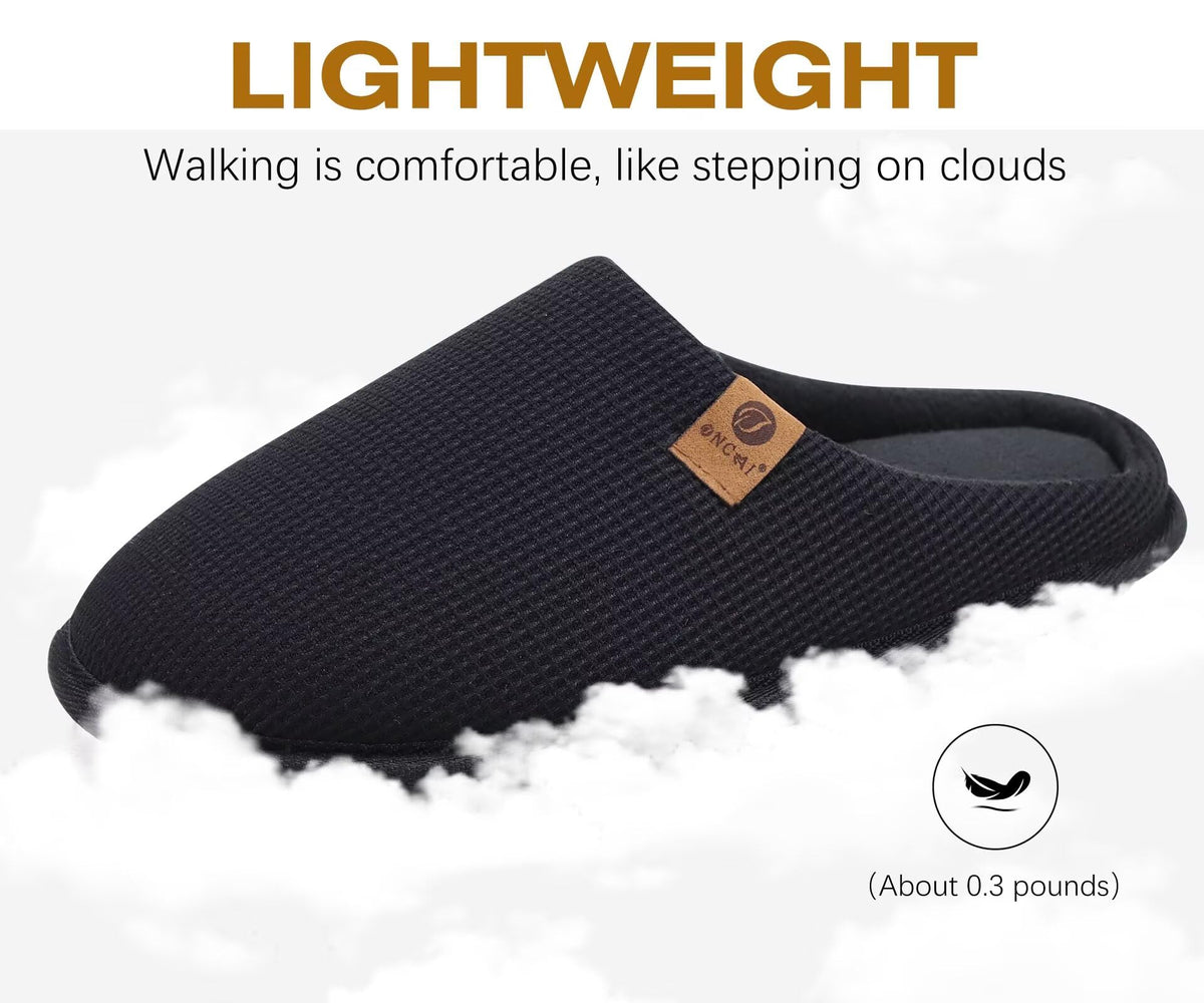 ONCAI Men's House Slippers，Cushion Memory Foam Shake Fleece and Man House Shoes with Faux Fur Lining and Indoor Outdoor Rubber Soles UK Size 6.5-14