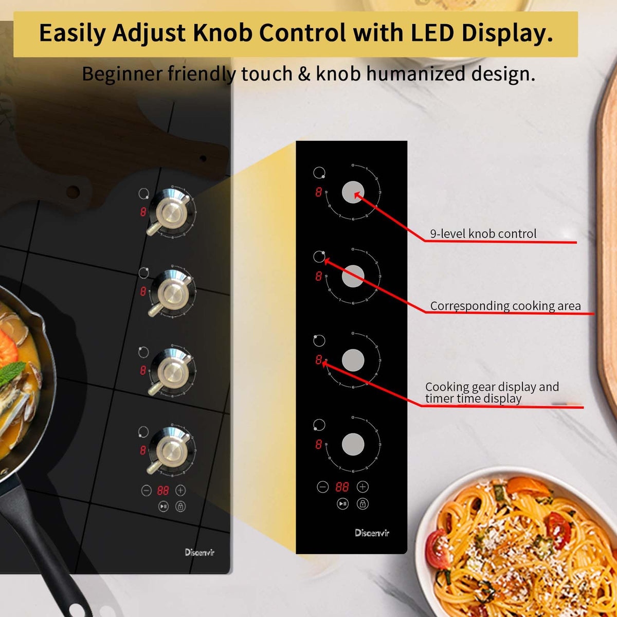 Double Ceramic Hob with Handle, Plug in 2 Ring Electric Hob
