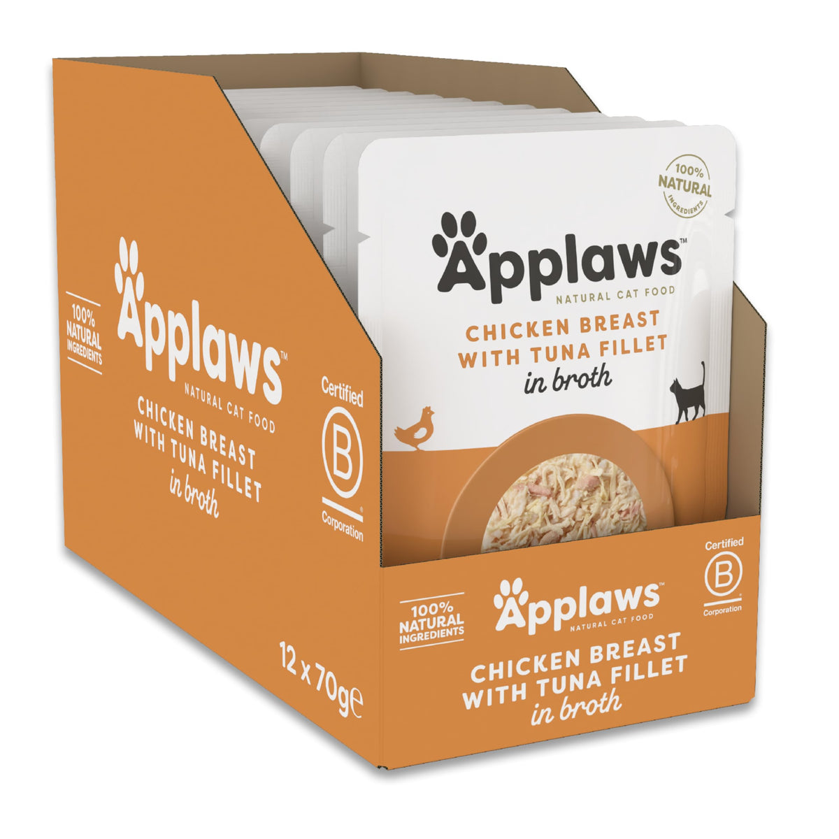 Applaws 100% Natural Wet Cat Food, Pouch Multipack Fish Selection in Broth, 70 g (24 x 70g) Pouches
