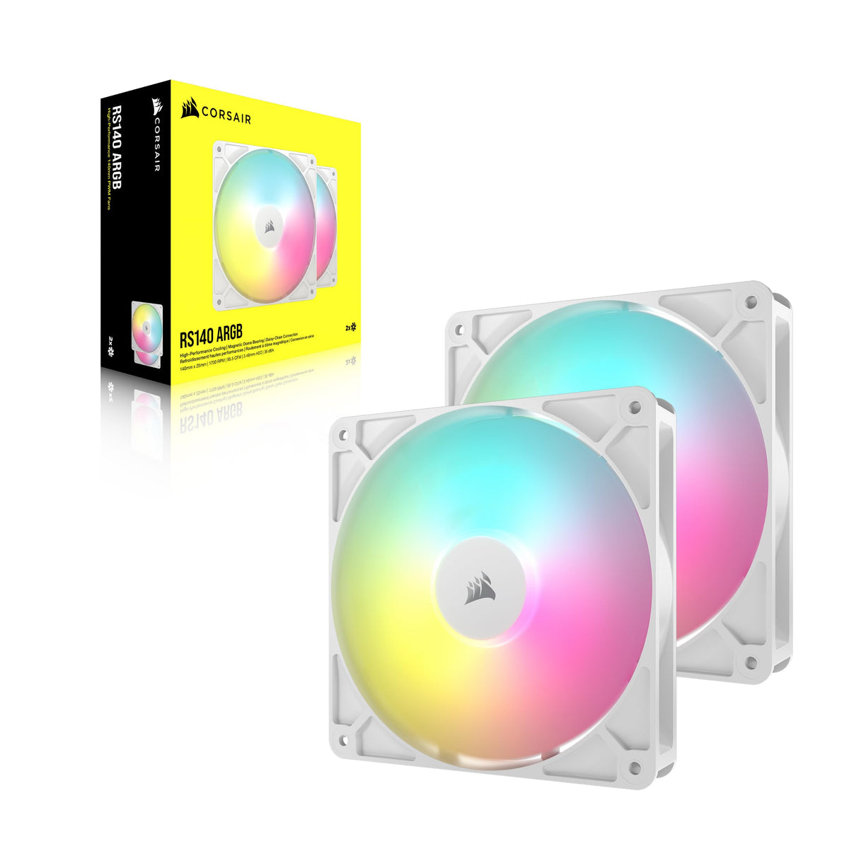 CORSAIR RS120 ARGB 120mm PWM Fans – Daisy-Chain Connection – Low-Noise – Magnetic Dome Bearing – Triple Pack – White