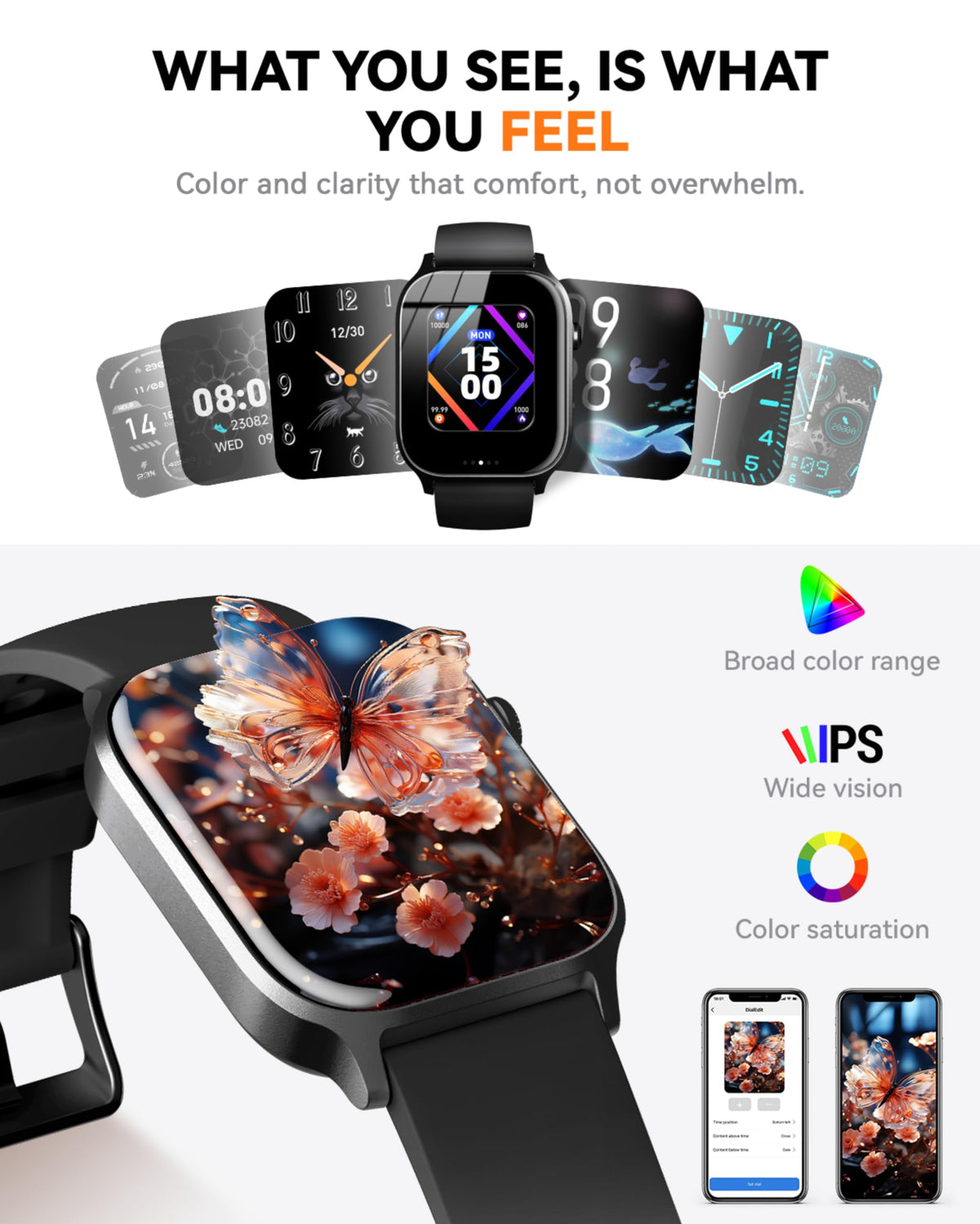Smart Watch for Men Women- Answer/Make Call, 2024 IP68 Waterproof Fitness Tracker Watch with Sleep Step Counter Activity Smartwatch for Samsung Android iPhone iOS (Black-Blue, 1.83)