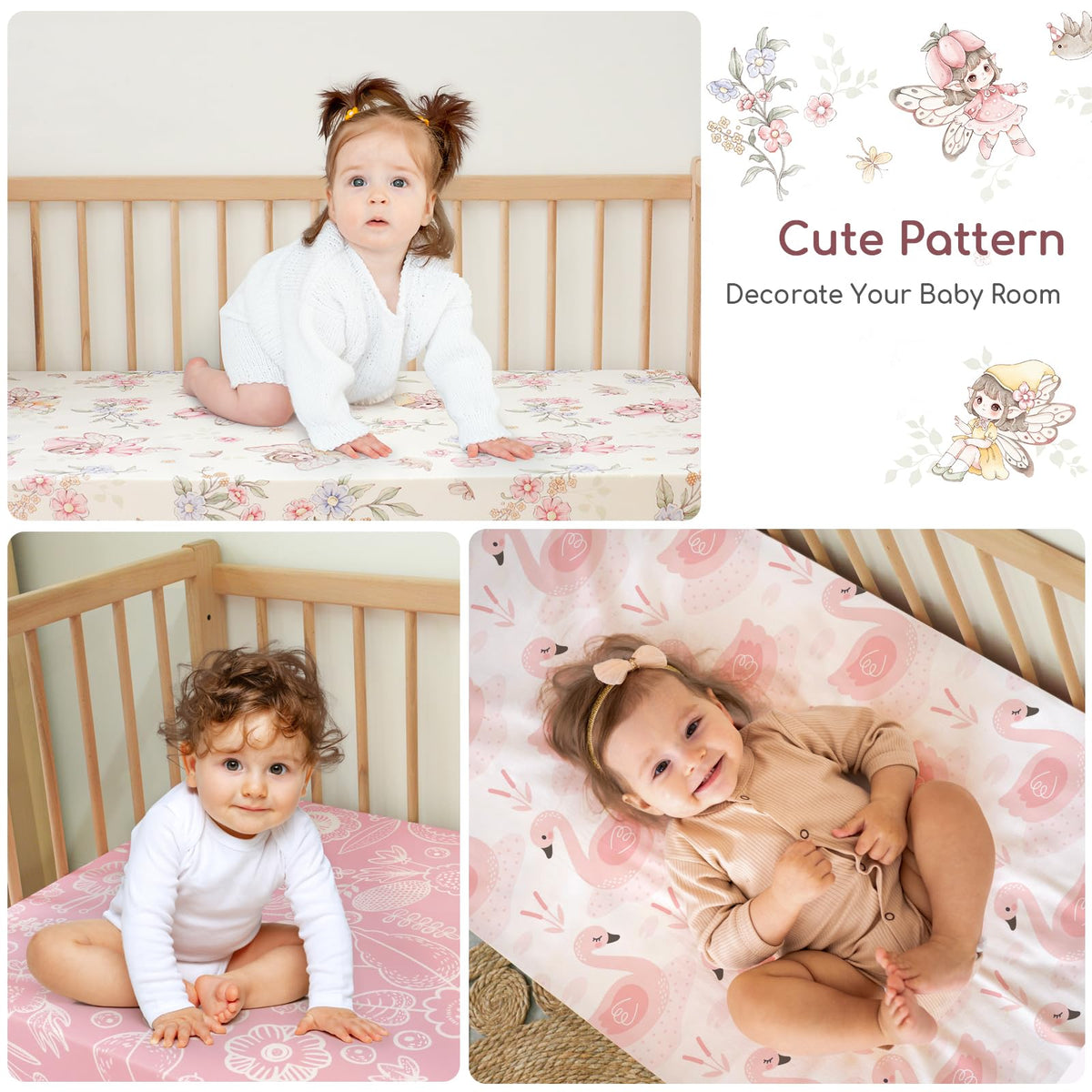 Cot Bed Sheets 120x60 cm Fitted for Baby and Toddler