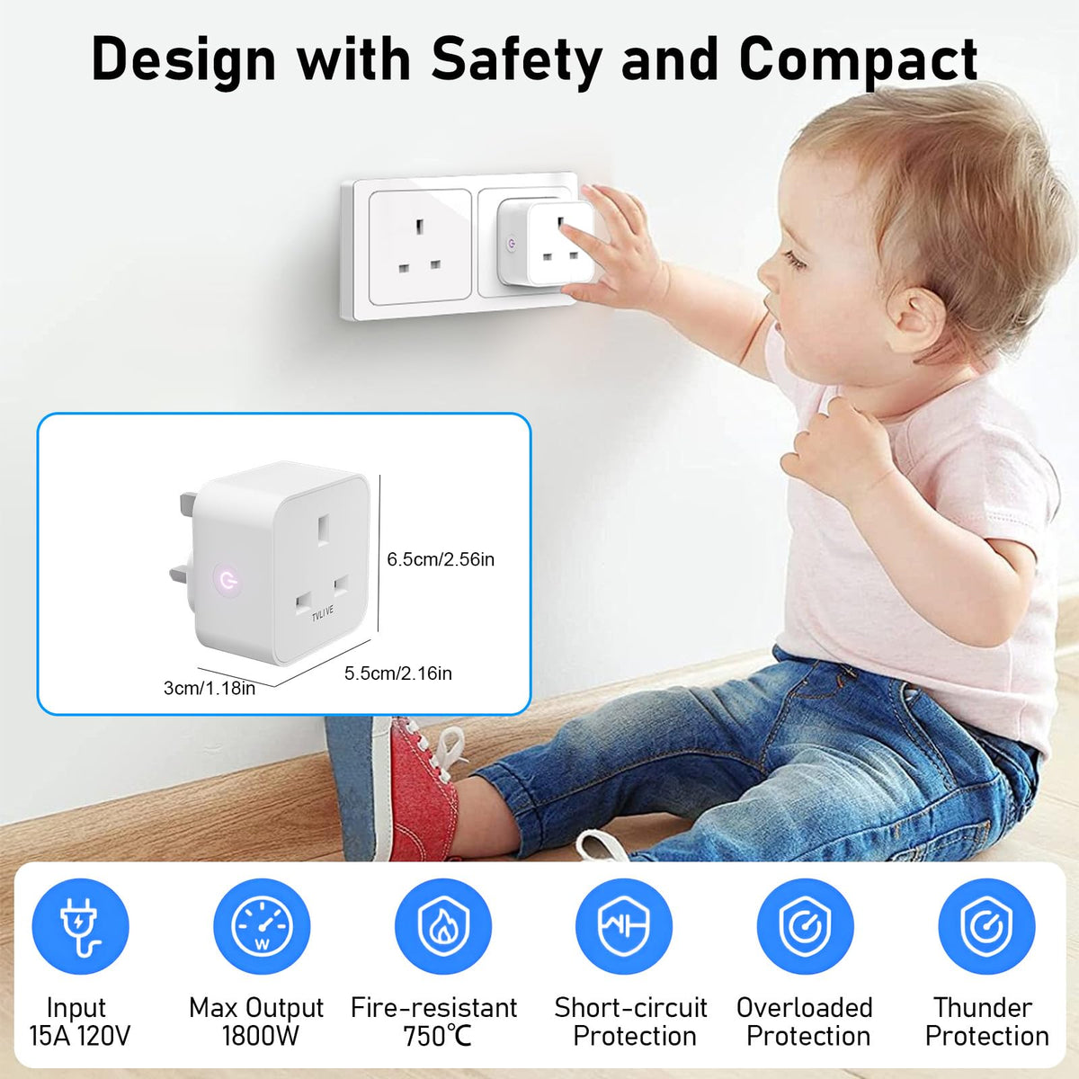 Smart Plug, TVLIVE 2 Pack Smart Plugs that Work with Alexa (Echo, Echo Dot), Google Home Voice Control, Energy Monitoring, Remote Control, Timer & Schedule, smart wifi plug socket UK, No Hub Required