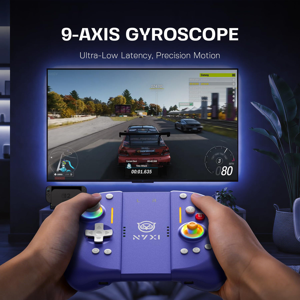 NYXI Hyperion 3 Switch 2 Controller – World's First Third-Party Wireless Controller for Switch 2, 9-Axis Gyro, Hall Effect Joysticks, Full Mechanical Button, Dual Back Button & Adjustable Vibration