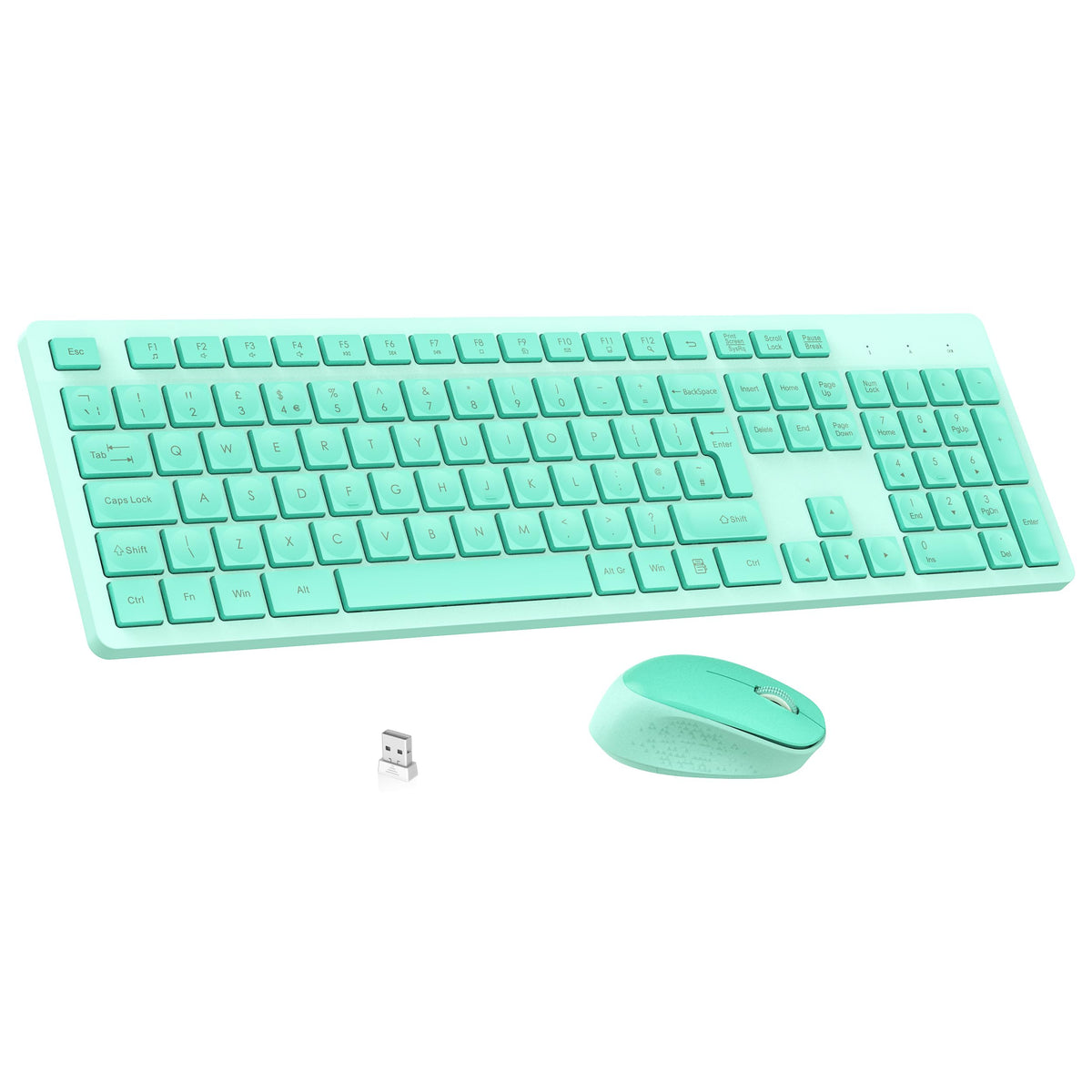LeadsaiL Wireless Keyboard and Mouse Set, 2.4GHz USB Computer Keyboards and Mouse Combo, Full Size UK QWERTY Layout, Ergonomic Design with 12 Multimedia Shortcuts for HP/Lenovo Laptop and Mac-Purple