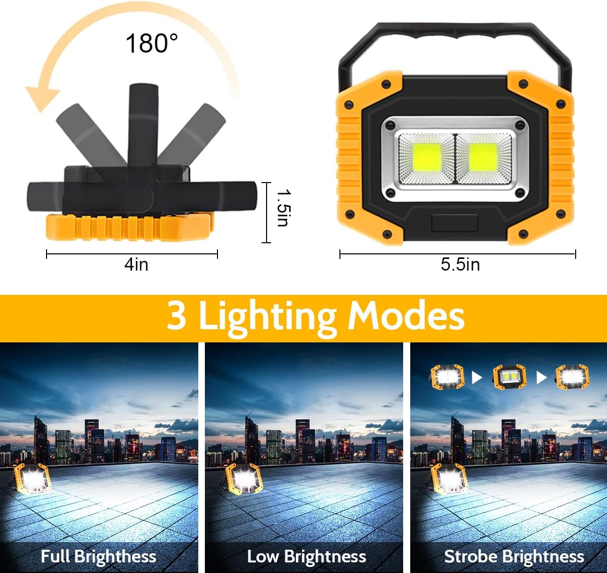 Edasion 30W LED Work Light Rechargeable COB Battery Floodlight 2000LM