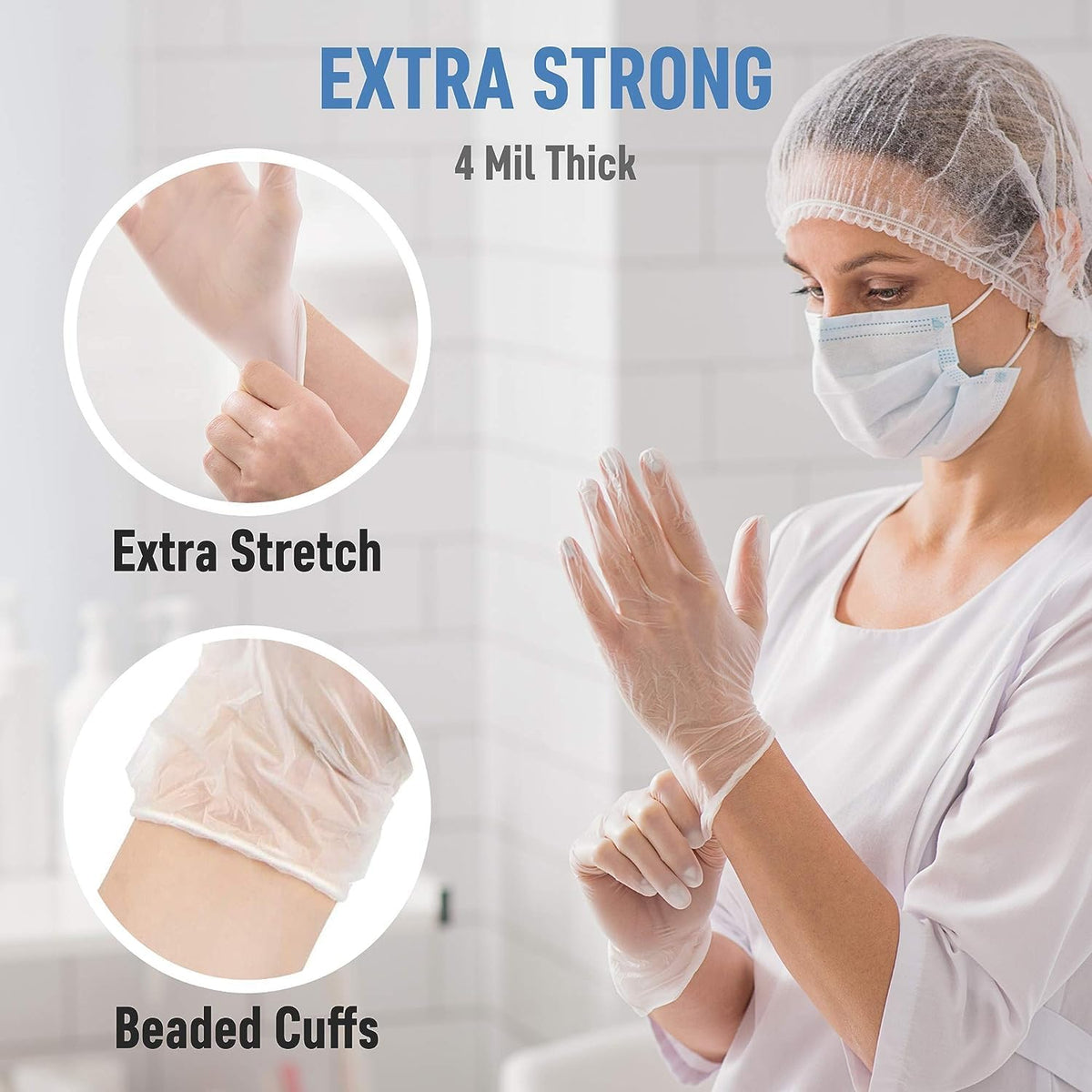 Clear Vinyl Gloves Small – Disposable Powder-Free & Latex-Free Gloves (Box of 100) – Food Prep, Cleaning & Hygiene