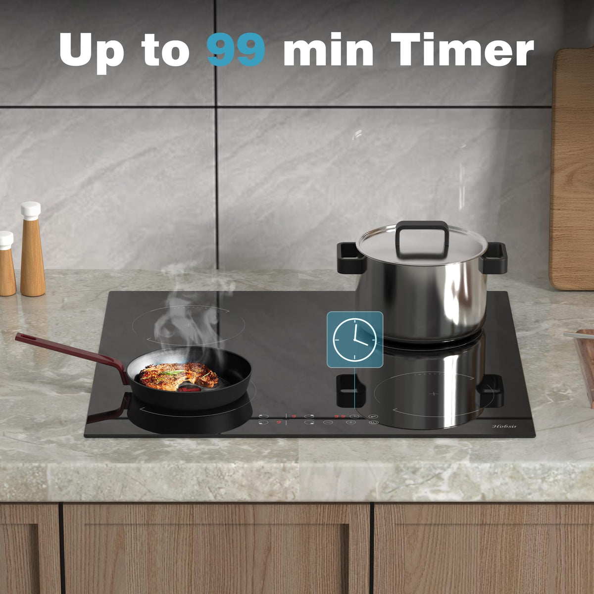 Hobsir Induction Hob with Flex Zone, Built-in Electric Hob 4 Burners 60 cm