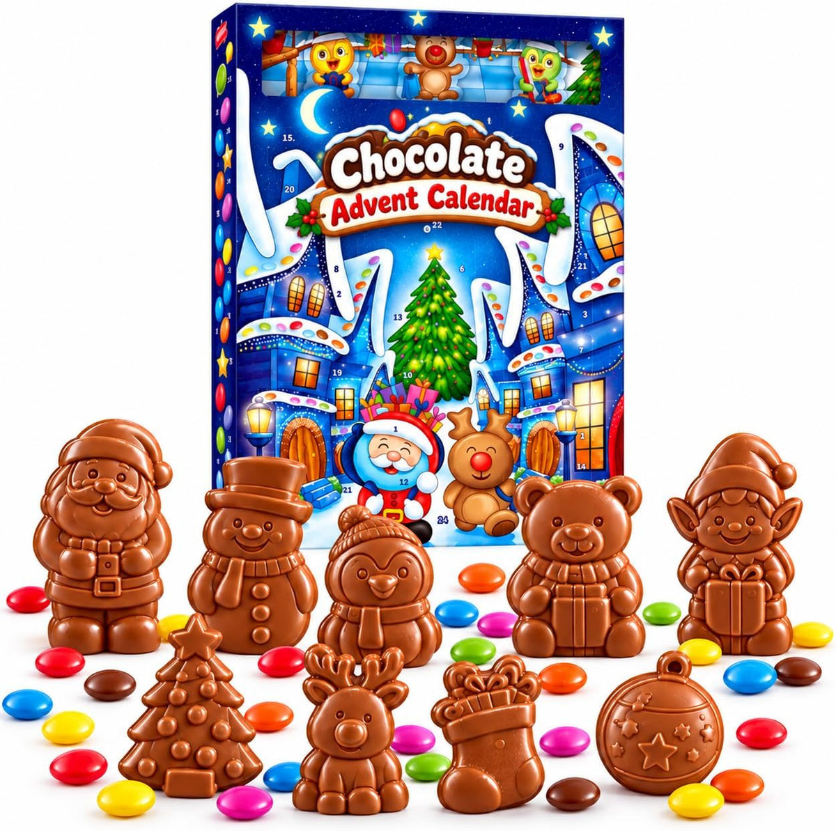 Chocolate Advent Calendar 2026 – Christmas Chocolate Advent Calendar with Assorted Milk Chocolate Figures – 24 Day Christmas Countdown Calendar – ChristmasSweets, Secret Santa Gift & Stocking Filler