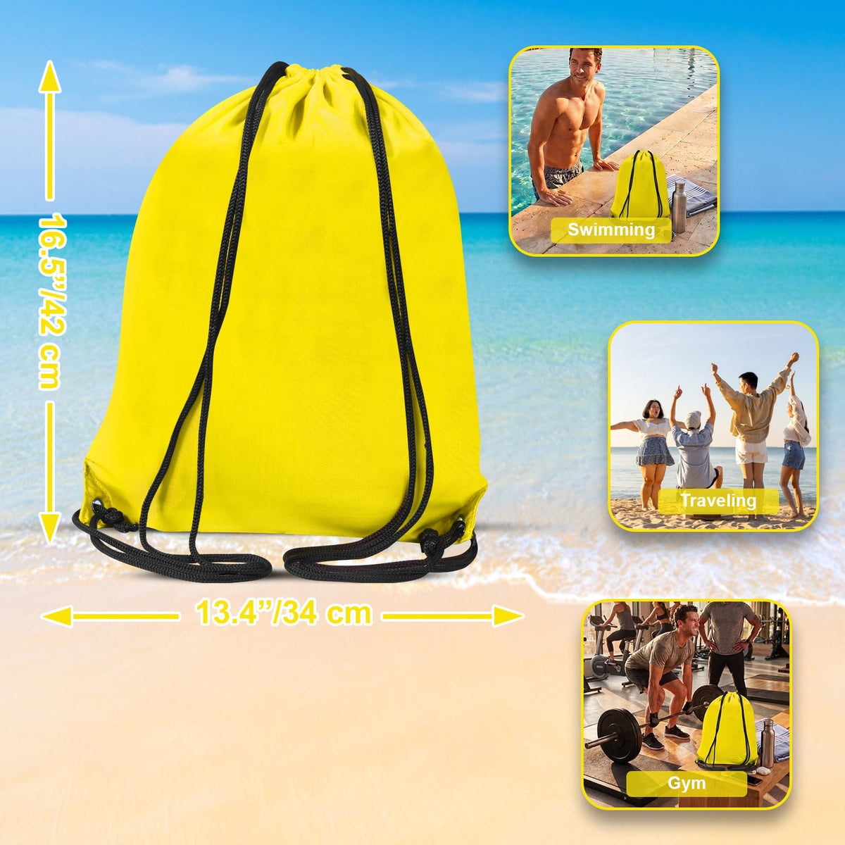WESTWOOD FOX Drawstring Gym Bag String Bags Gym Sack Backpack PE Bags for Women Men Trainer Swimming Bag Travel Beach School Holidays Suitable for Sports,kids,Boys,Girls (Green)