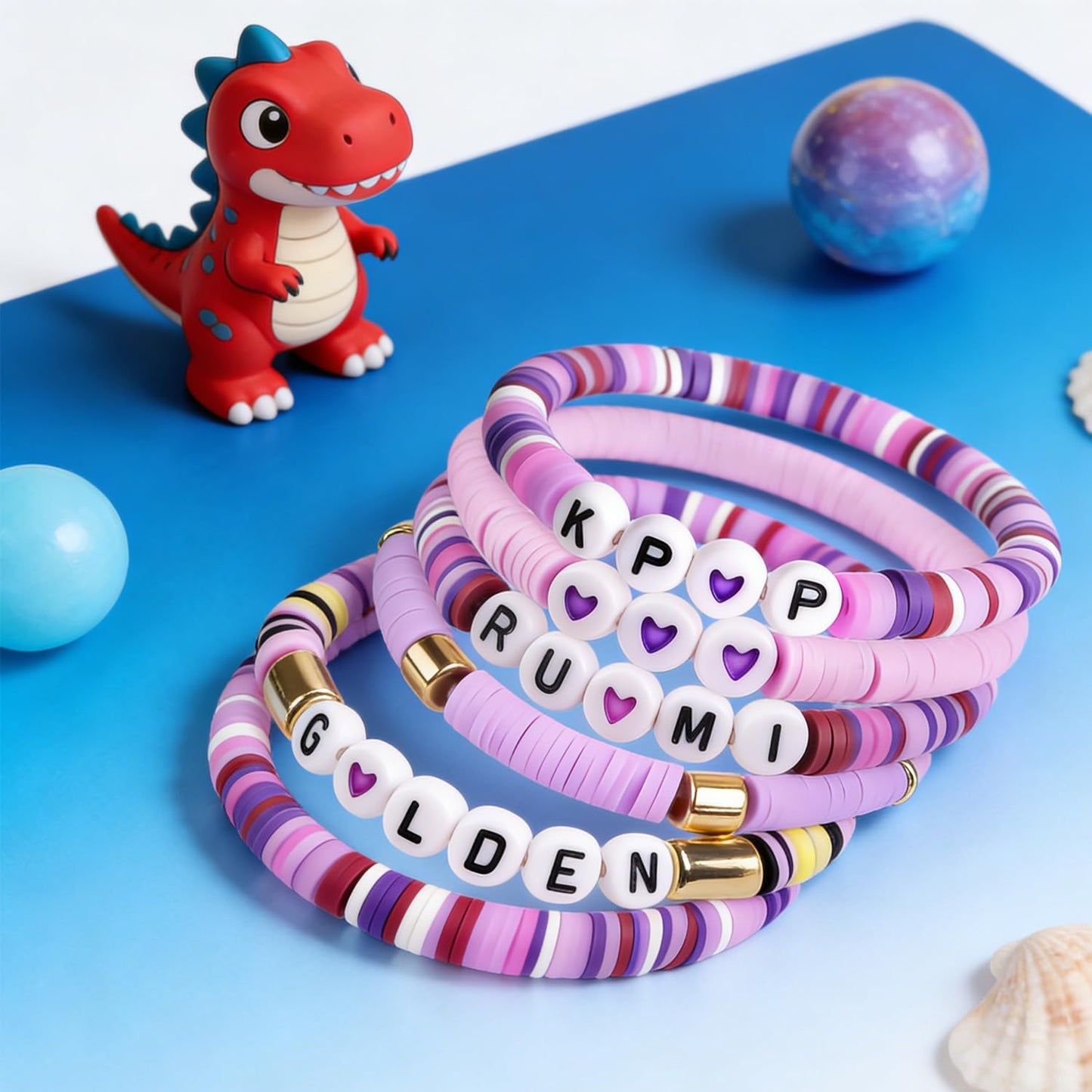 6 PCS Kpop Bracelet for Dressing up, Demon Hunter Bracelet with Beads with Letters, K Pop Kids Bracelets for Girls, Kids, Daughters, Teenagers, Fans, Enthusiasts, Friends.