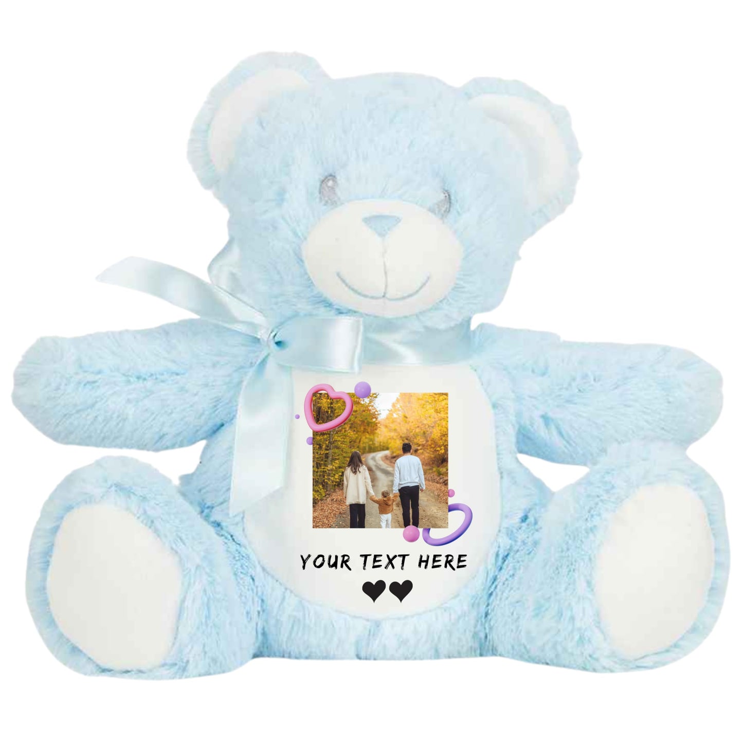 Personalized Teddy Bear with Photo and Text, Custom Plush Toy, Polyester, Memory Keepsake Soft Toy for Kids and Couples (Light Brown Teddy)