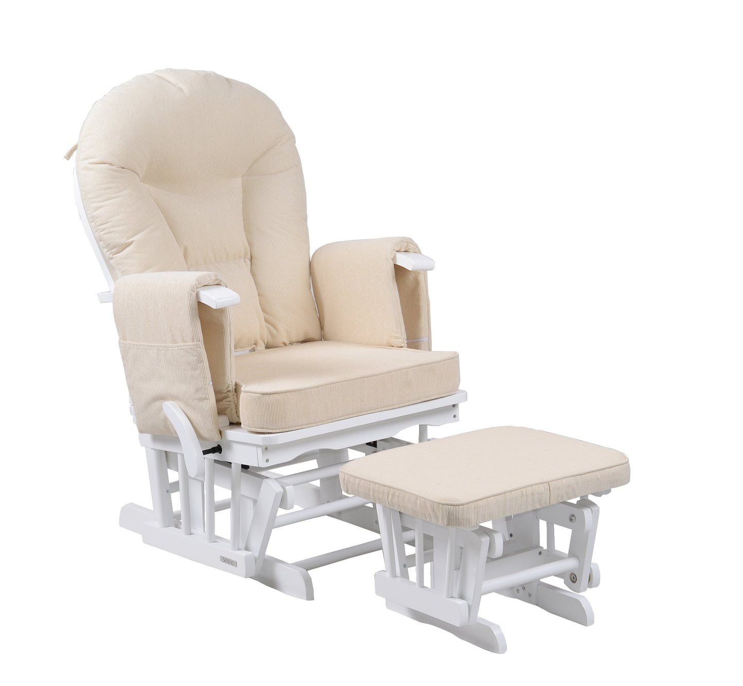 Kidzmotion Sereno Nursing Glider maternity rocking chair with glide lock and footstool … (White)