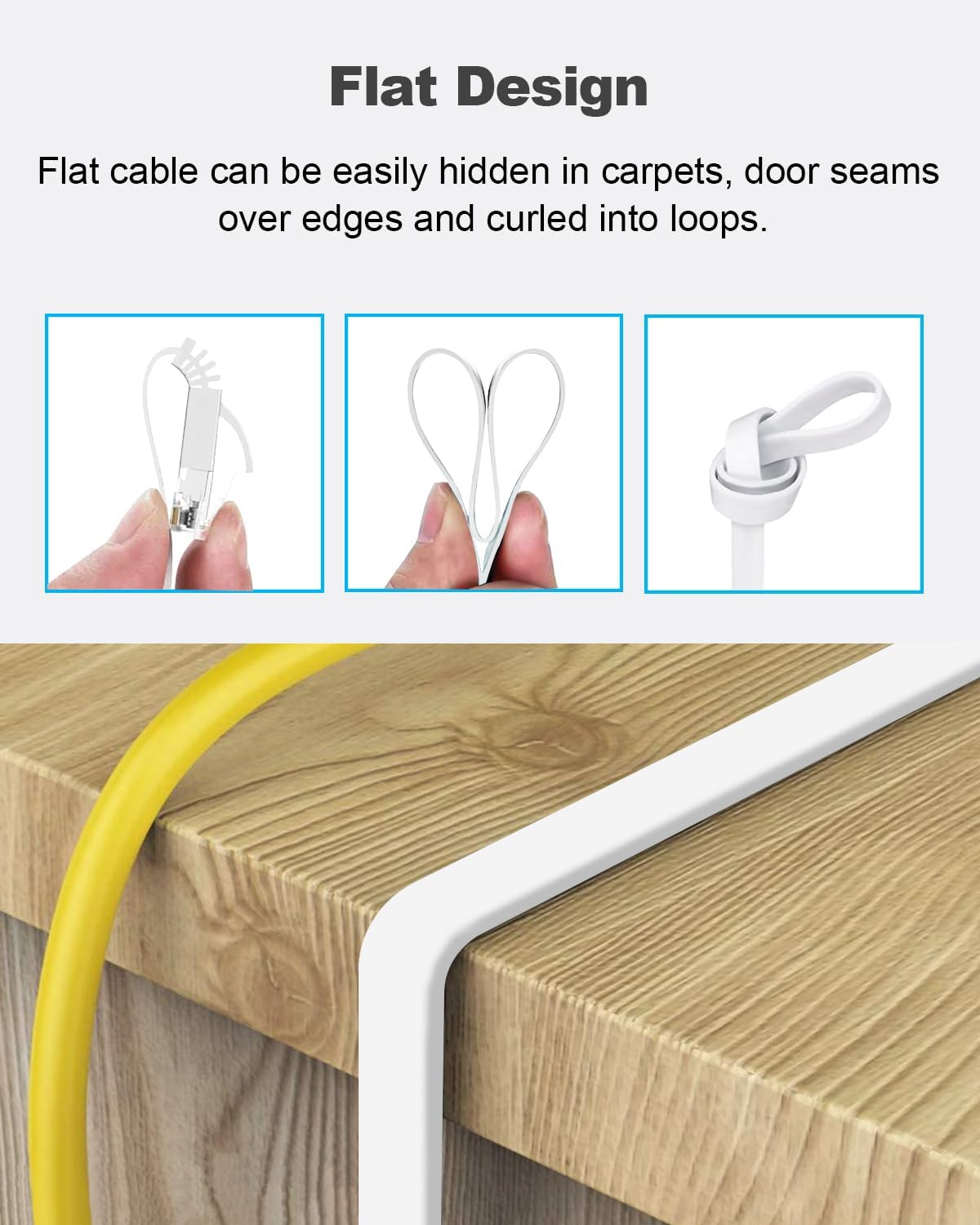Yauhody Ethernet Cable 6m, 1Gbp/s Gigabit Internet Cable Cat 6 6m, White