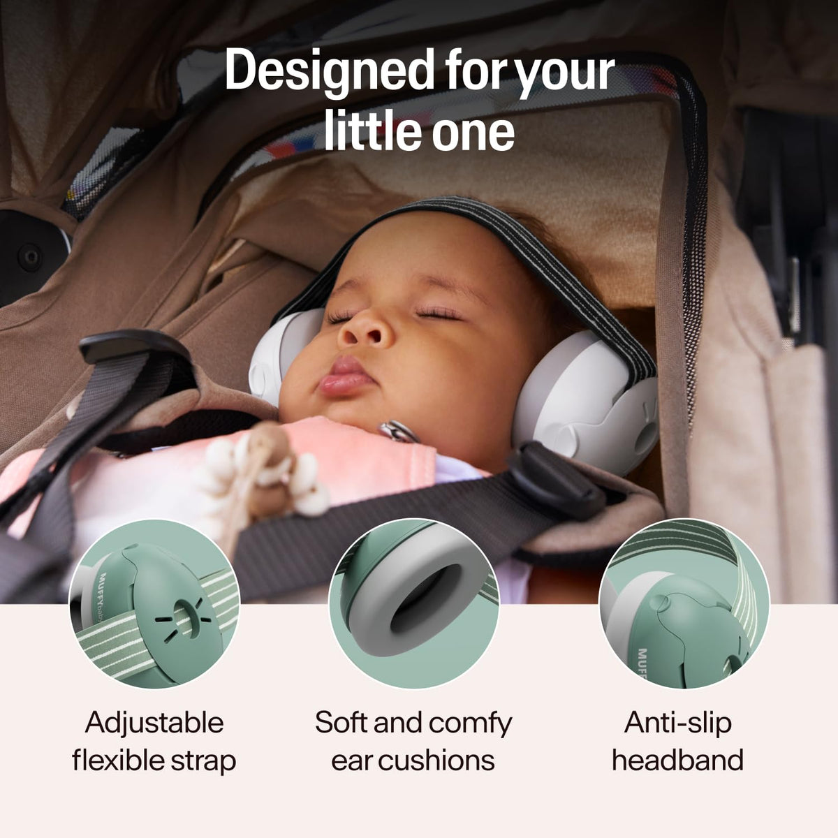 Alpine Muffy Baby Comfort Ear Defenders, Adjustable up to 48 months, Green