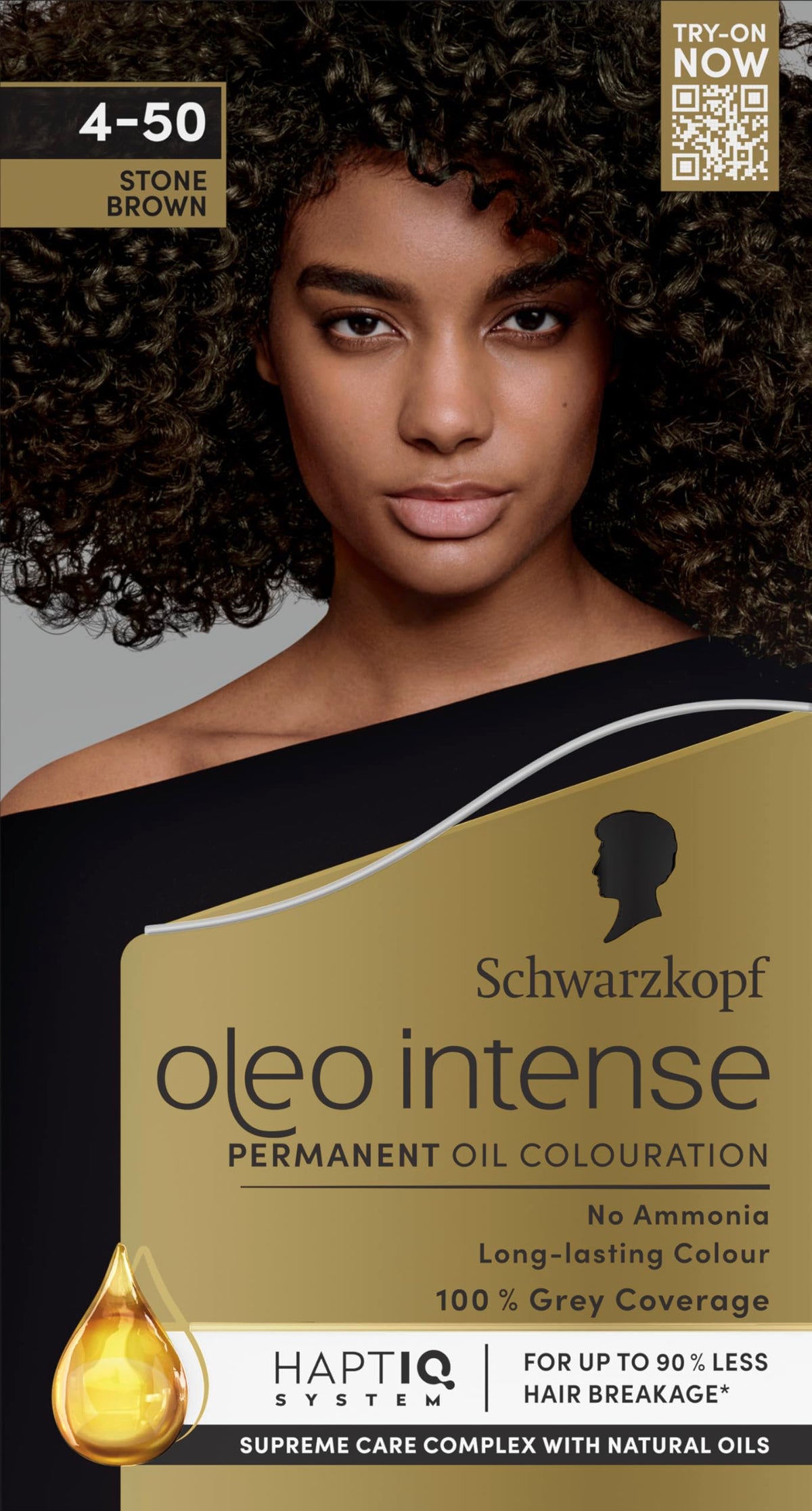 Schwarzkopf Oleo Intense Permanent Hair Colour 4-60 Gold Brown | Ammonia Free Oil Hair Dye | 100% Grey Coverage | Long-Lasting Rich Colour | With HaptIQ System & Caring Oil Mask (Pack of 2)