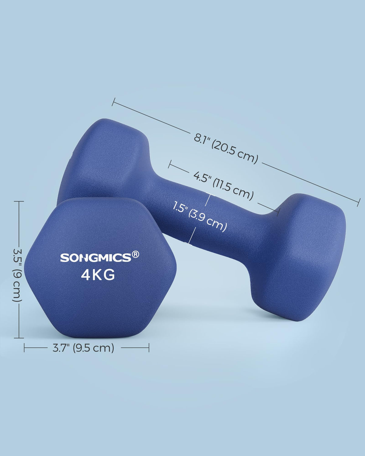 SONGMICS Set of 2 Hex Dumbbells with Neoprene Coating for Strength Training, Fitness, Home Workout