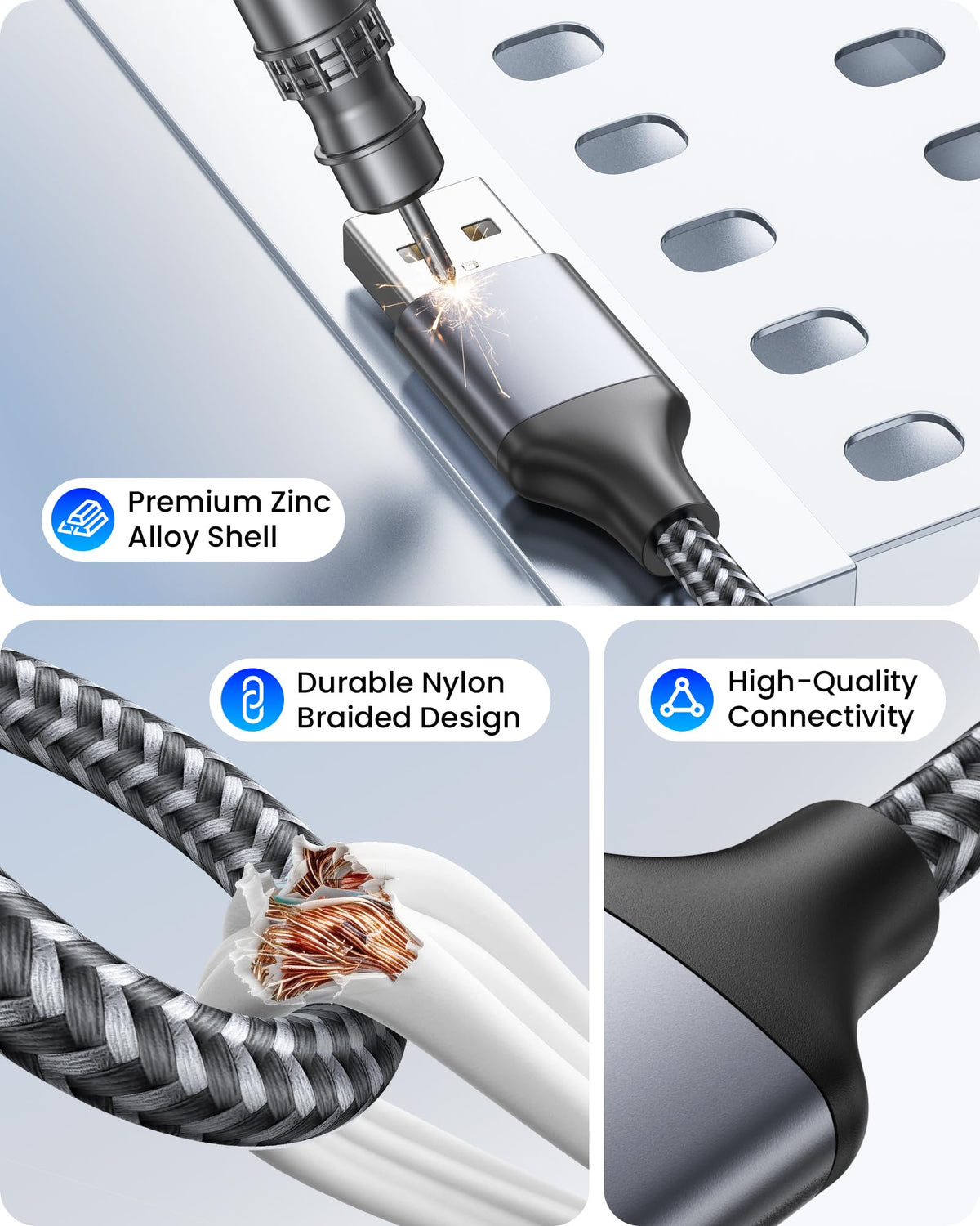 RAVIAD USB Splitter 3 Port, 1 Male to 3 Female USB 2.0 Extension Cable 1M