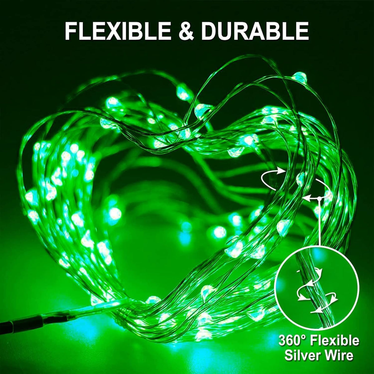 Lezonic 2Pack Solar String Lights Waterproof,12M/40Ft 120LED Garden Lights