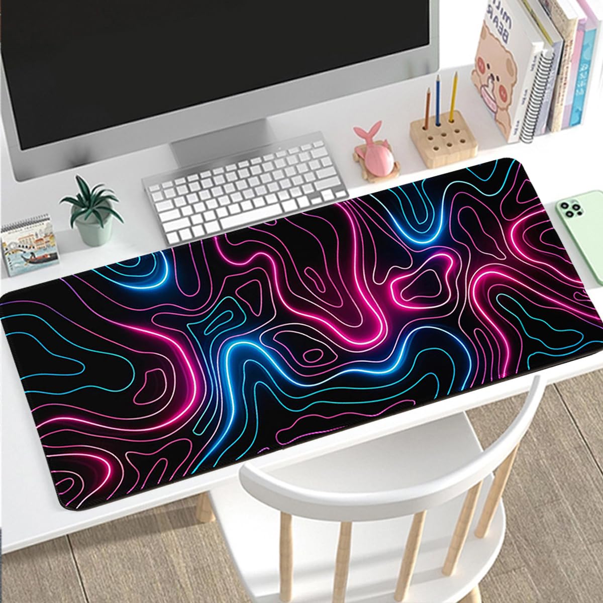 Rcege Large Gaming Mouse Pad Extended Desk Mat with Non Slip Stitched Edge