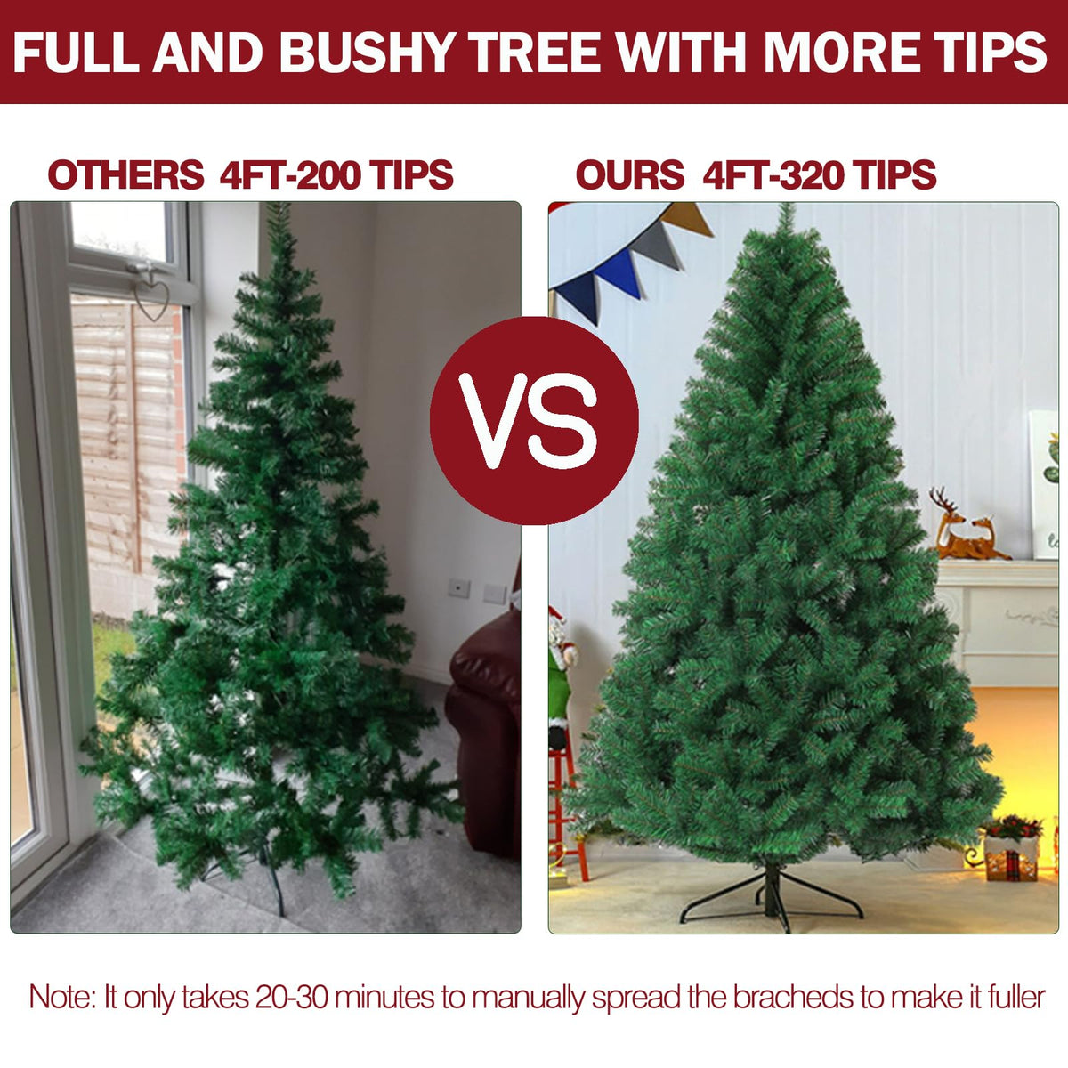 7ft Premium Christmas Tree 1432 Branch Tips Green Xmas Trees Bushy Artificial Christmas Tree Pine Tree with Metal Stand Easy to Assemble Realistic Spruce Branches Christmas Tree for Indoor and Outdoor