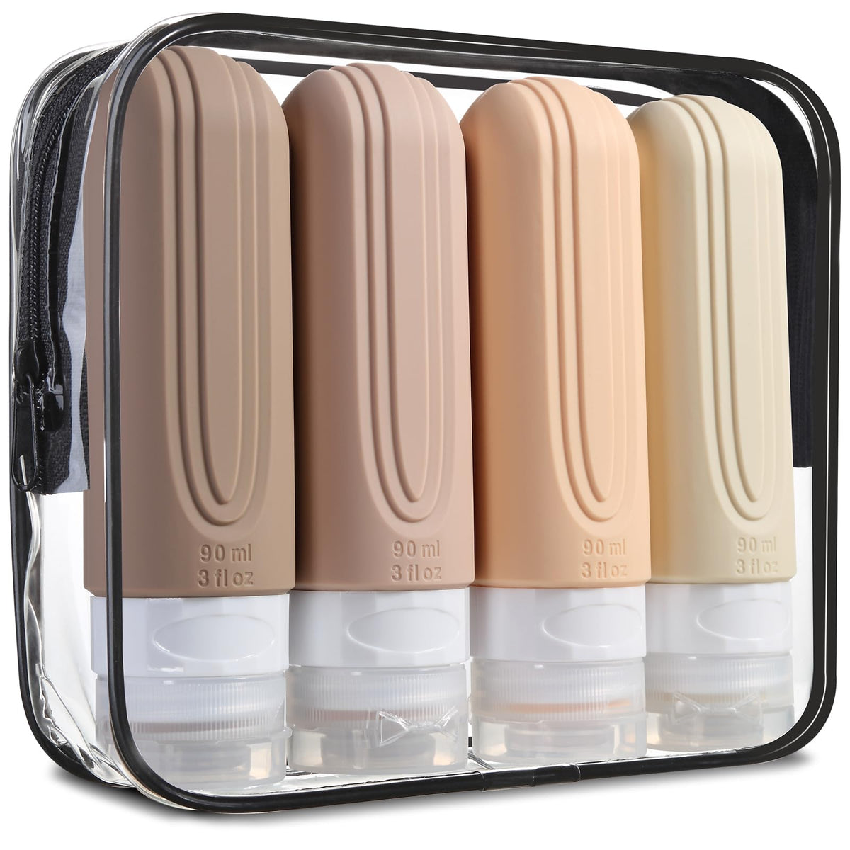 Mrsdry Travel Bottle for Toiletries, Leak Proof Silicone Travel Size 90ml Bottles Refillable Containers for Liquid Shampoo, BPA Free and TSA Approved Travel Accessories with Clear Bag (4 Pack)