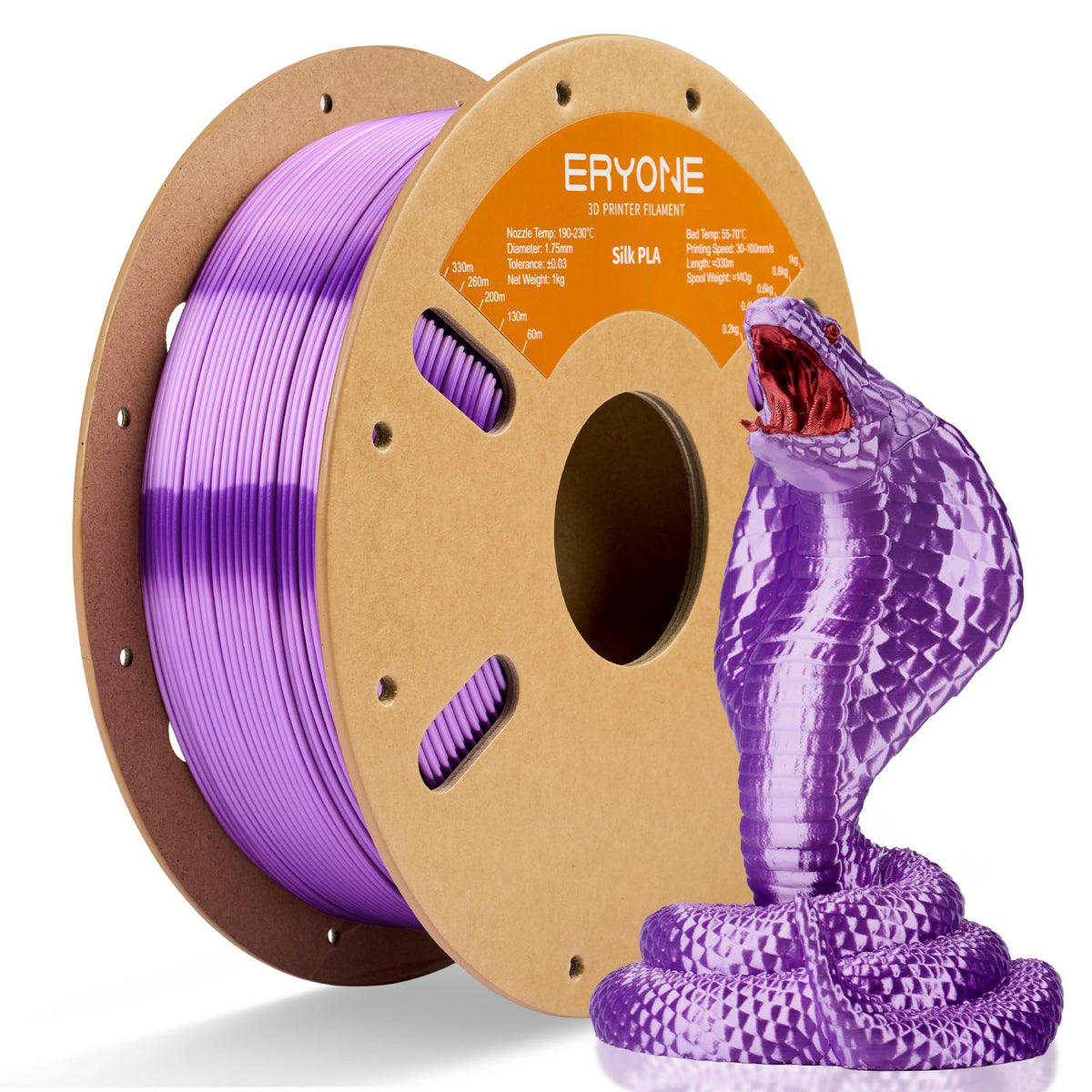 ERYONE Silk PLA Filament 1.75mm,3D Printer Filament PLA,Shiny Glossy PLA Filament,+/-0.03mm,1kg(2.2lbs)/Spool,Silk Liquid Gold