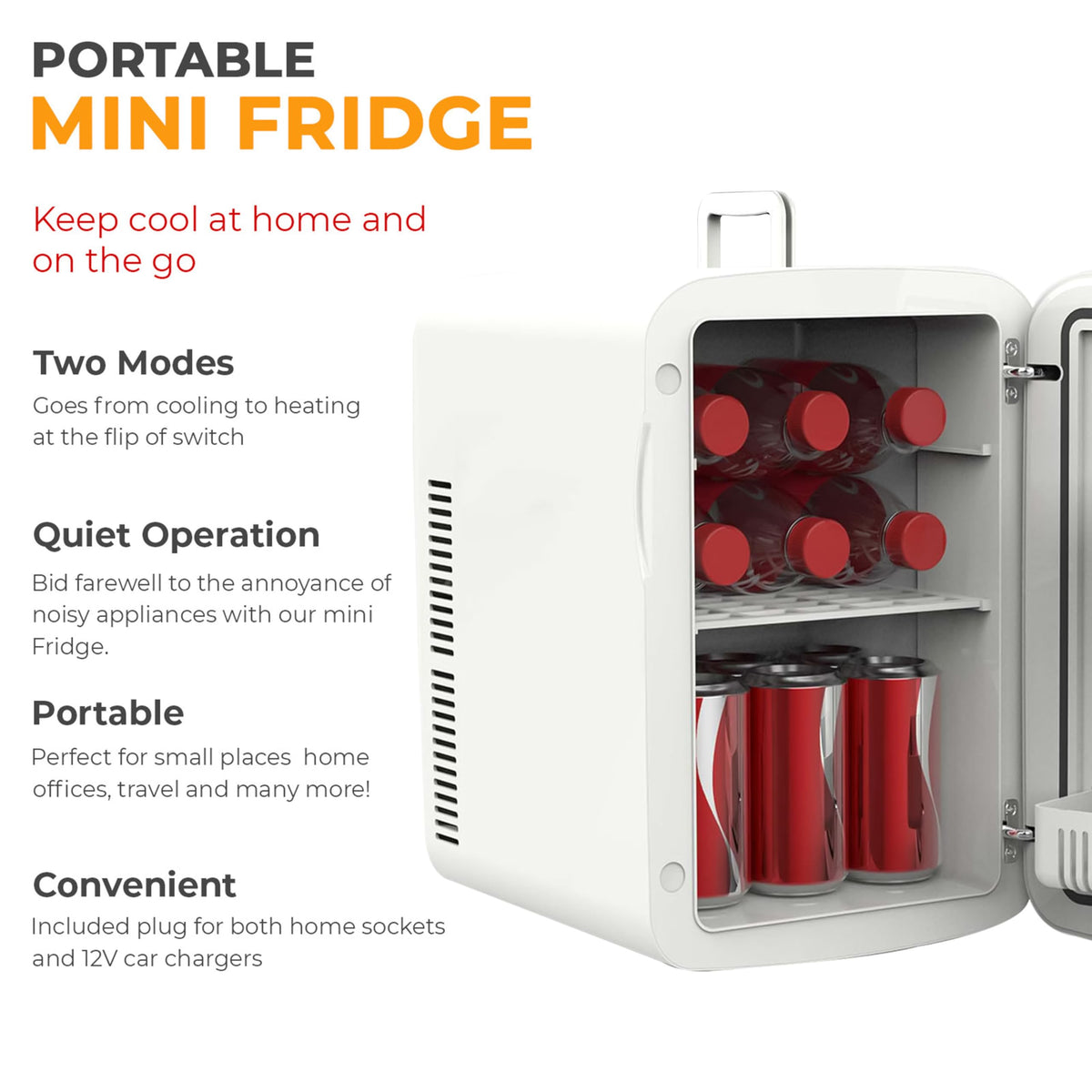 Crystals Mini Fridge, 10L Table Top Small Fridge Cooler & Warmer for Car Bedrooms Desk Office, 12V DC - 220 AC, Energy Efficient (Black)
