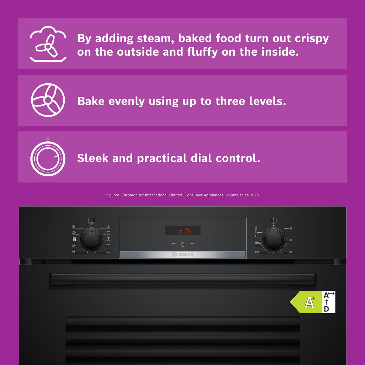 Bosch Series 4 HQA534BS3B Built-in Single Oven, A+ Rated, Brushed Steel
