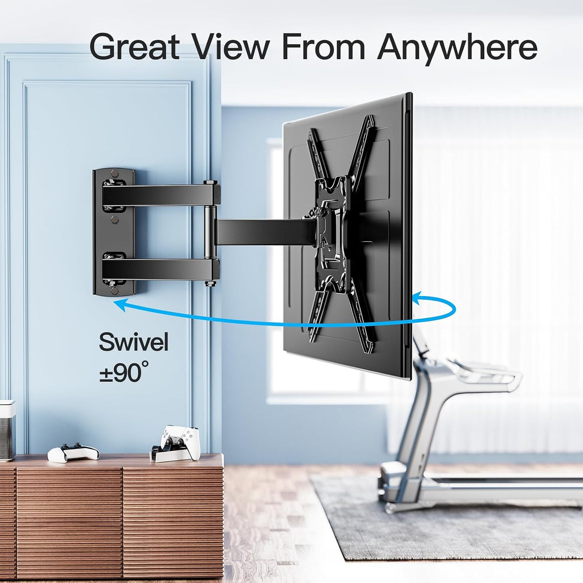 PERLESMITH TV Wall bracket for most 26-60 inch Plasma & Curved TV up to 35kg, Universal TV Bracket Wall Mount with Tilt Swivel Extension, Max VESA 400x400mm