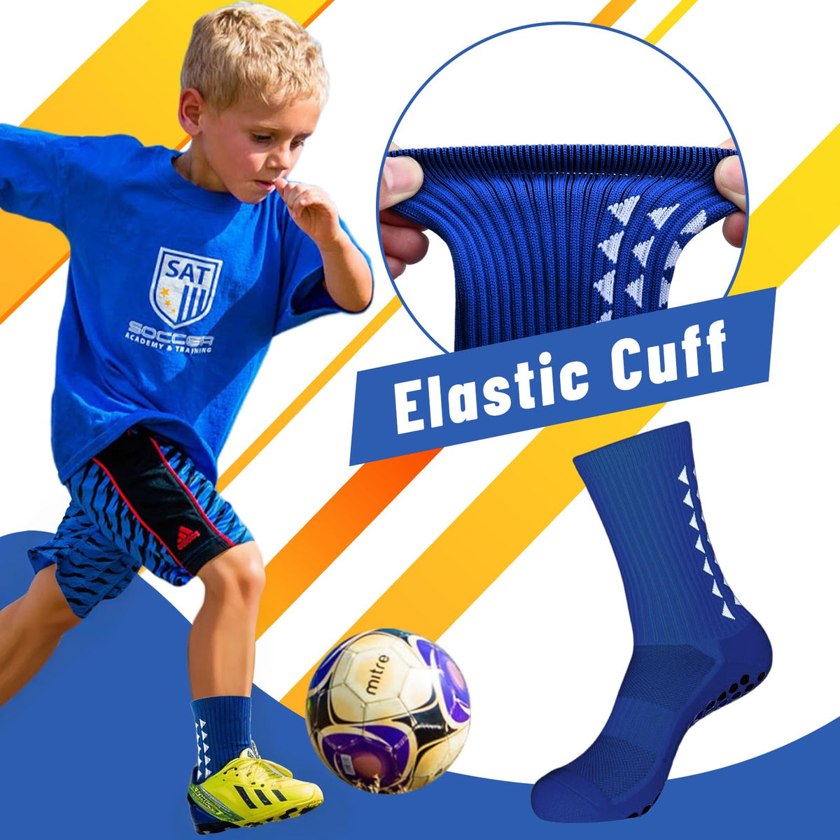 3 Pairs Breathable Kids Grip Socks, Sweat-Absorbent Boys Socks, Grip Socks Football Kids for Running Hockey Football