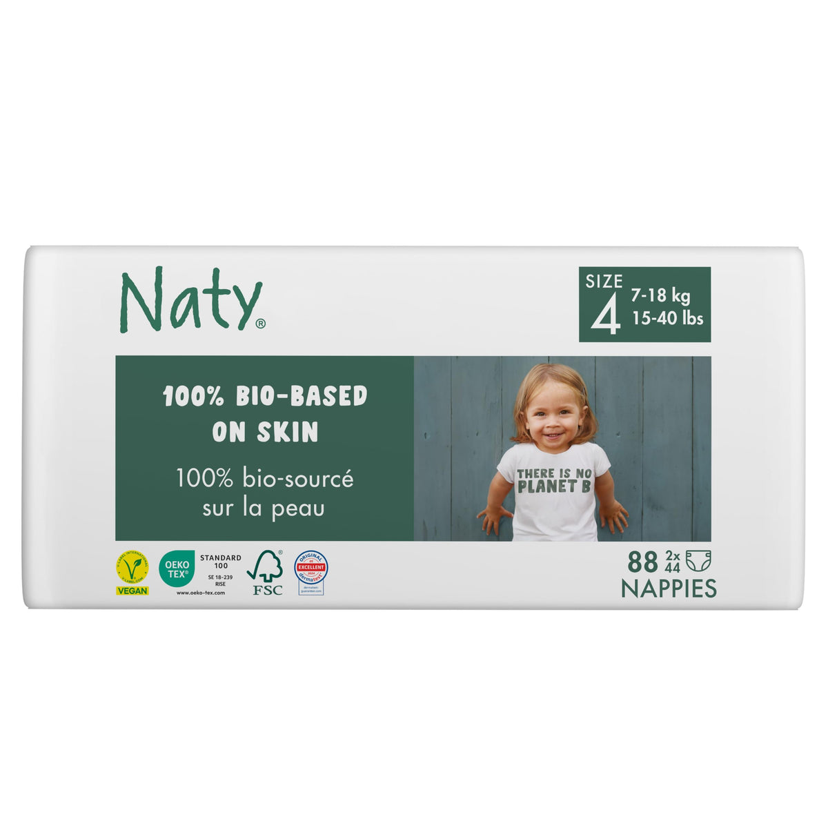 Naty BioEmbrace Newborn Nappies, Sensitive Skin, Size 2 (3–6kg), 33 Count