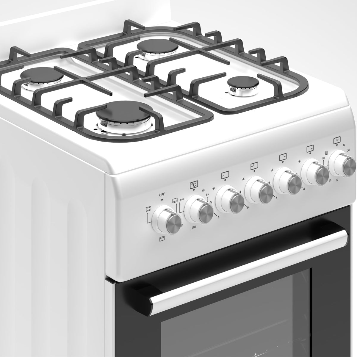 HYE Gas Cooker - Versatile 4 Burner Gas Hob, Electric Oven