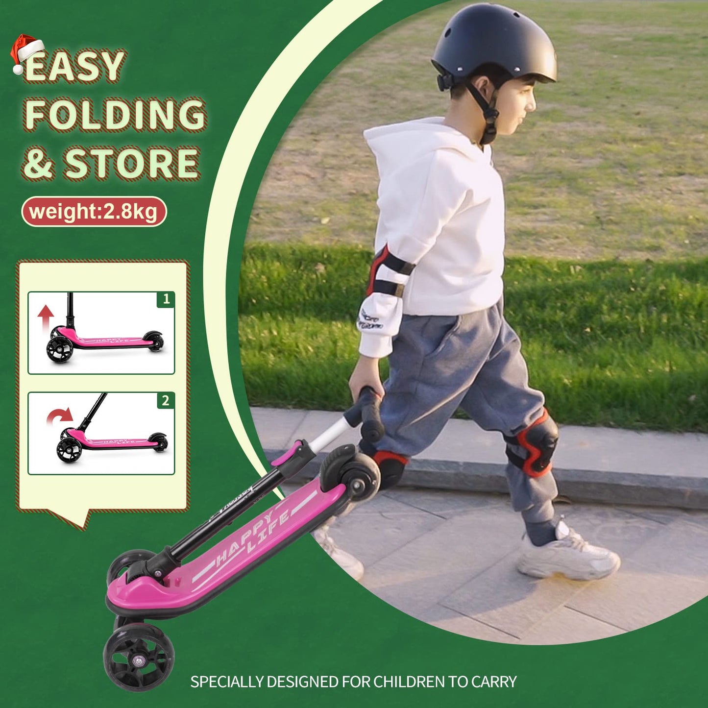 besrey 3-Wheel Toddler Scooter with Lean-to-Steer — Foldable, Anti-Slip Deck | Max 50 kg