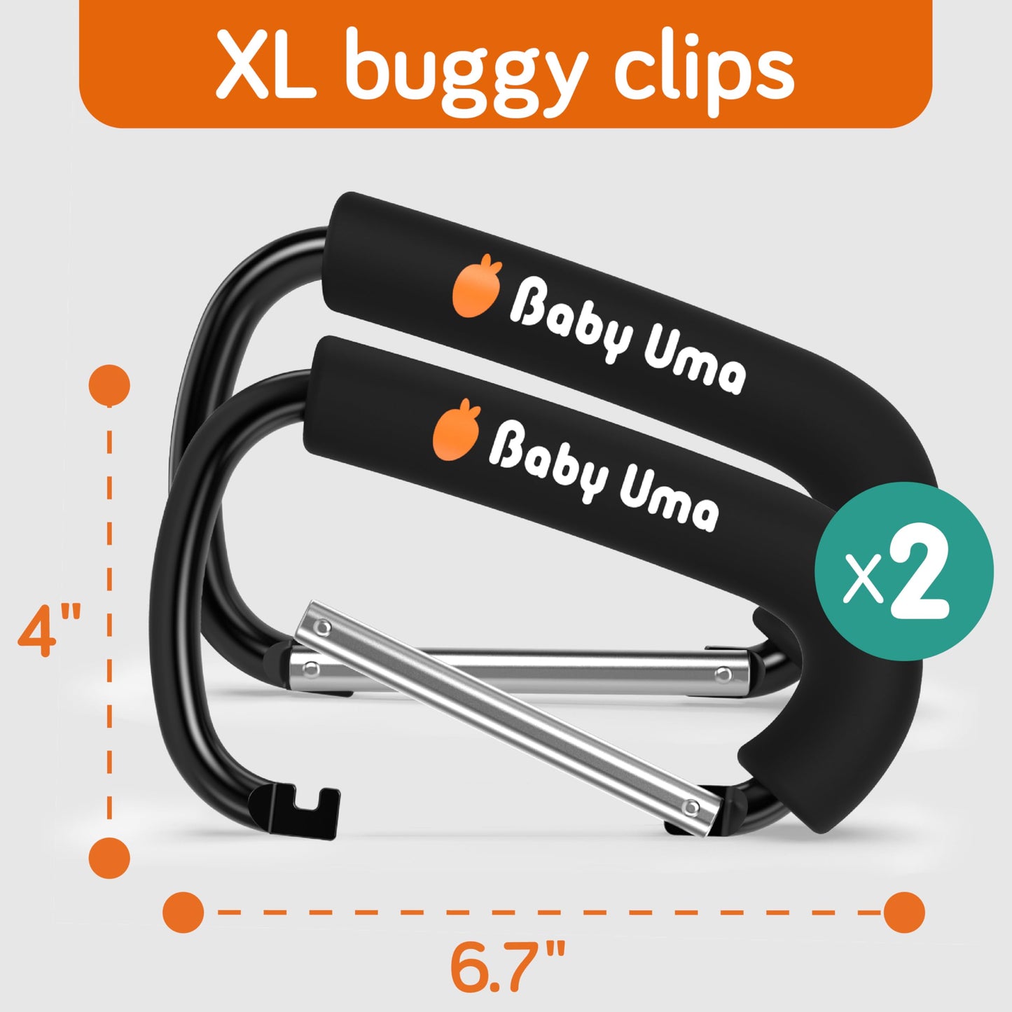 Baby Uma Buggy Clips - 2022 Double-Platinum Winning Pram Clips, Universal Pram Accessories, 5 kg Weight Capacity & Non-Slip, Baby Travel Essentials