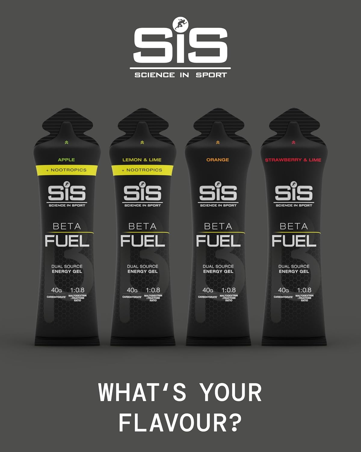 Science in Sport BETA Fuel Gels, Strawberry & Lime, 6 x 60ml