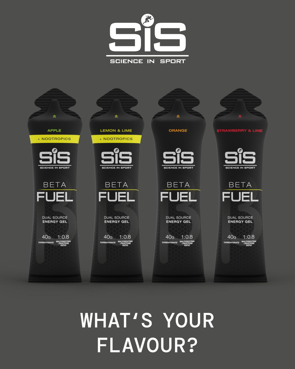 Science in Sport BETA Fuel Gels, Strawberry & Lime, 6 x 60ml