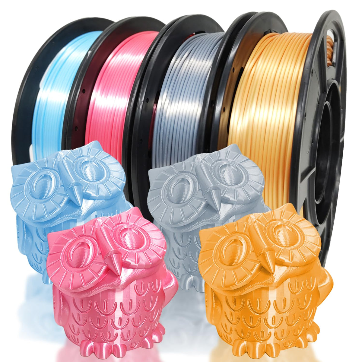 Reprapper 4X 250g Color Pack – Dual Color PLA Filament 1.75mm for 3D Printer & 3D Pen, Multicolour Filament, 4 x 250g Matte Red/Blue, Matte Purple/Green, Silk Red/Blue, and Silk Purple/Green