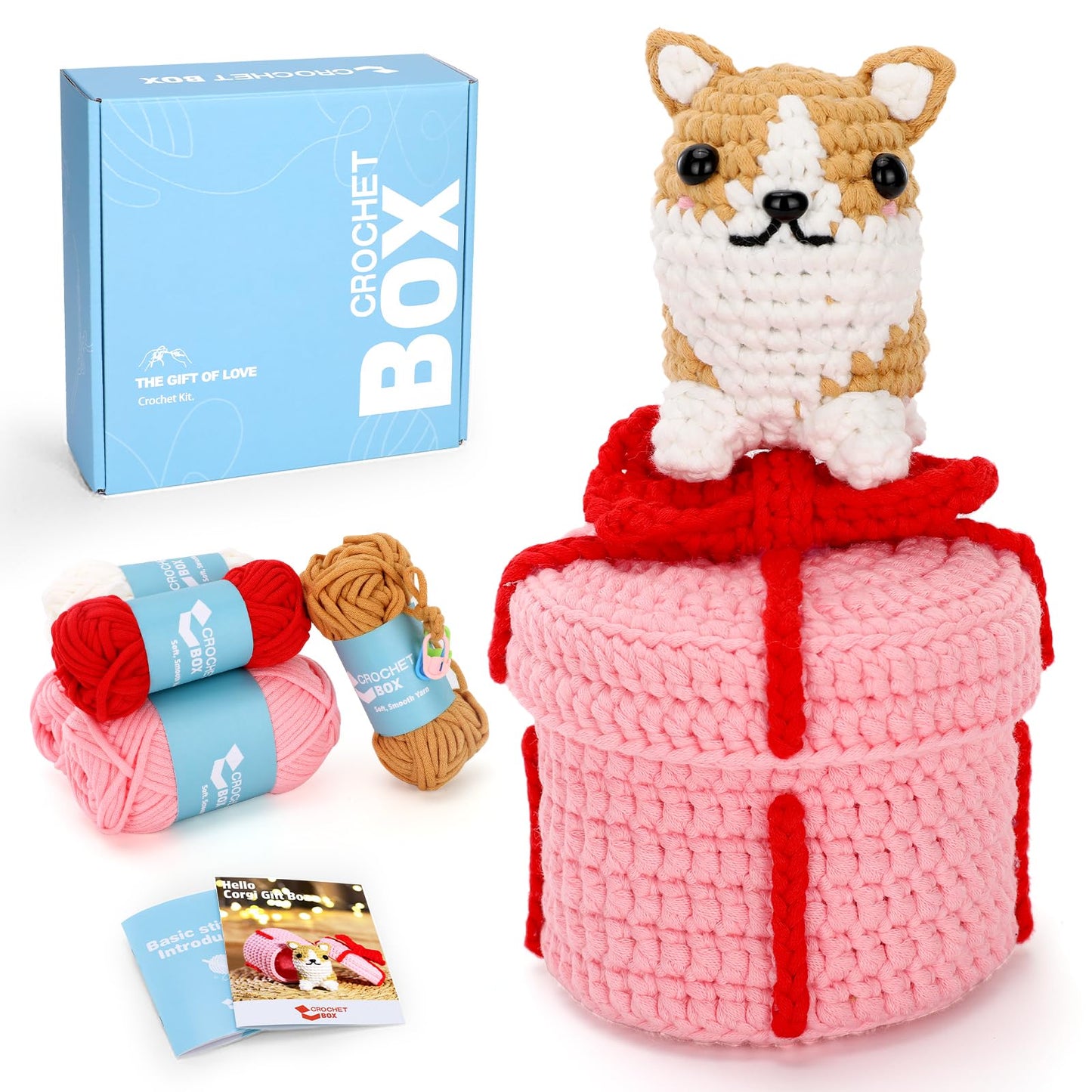 CROCHET BOX Complete Crochet Kit for Beginners - Highland Cow Crochet Kit, Include Video Tutorial, Instruction, Soft Yarn, Birthday Gift for Adults.